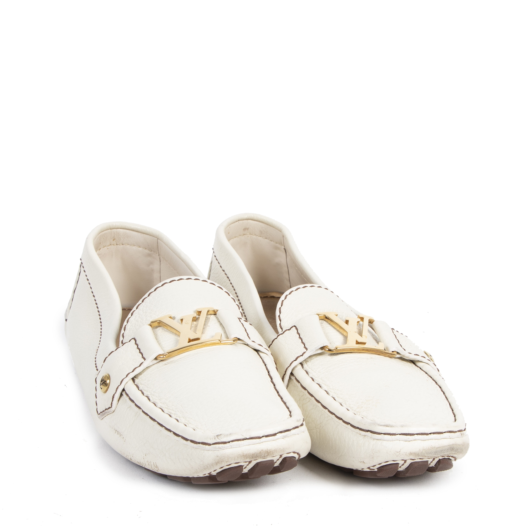 LOUIS VUITTON ローファー ホワイト Louis Vuitton White Calf Leather Monte Carlo Driving Loafers