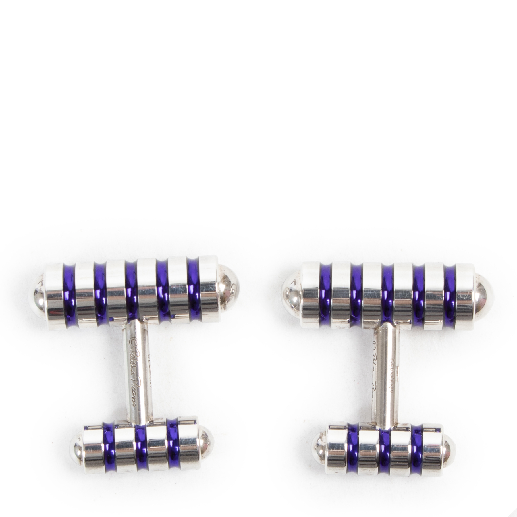 Tiffany & Co Paloma Picasso Groove Cufflinks Blue Enamel
