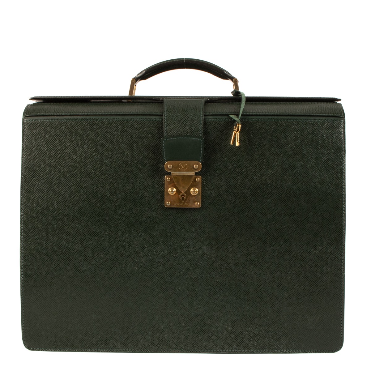 Louis Vuitton Epicea Green Taiga Leather Oural Briefcase