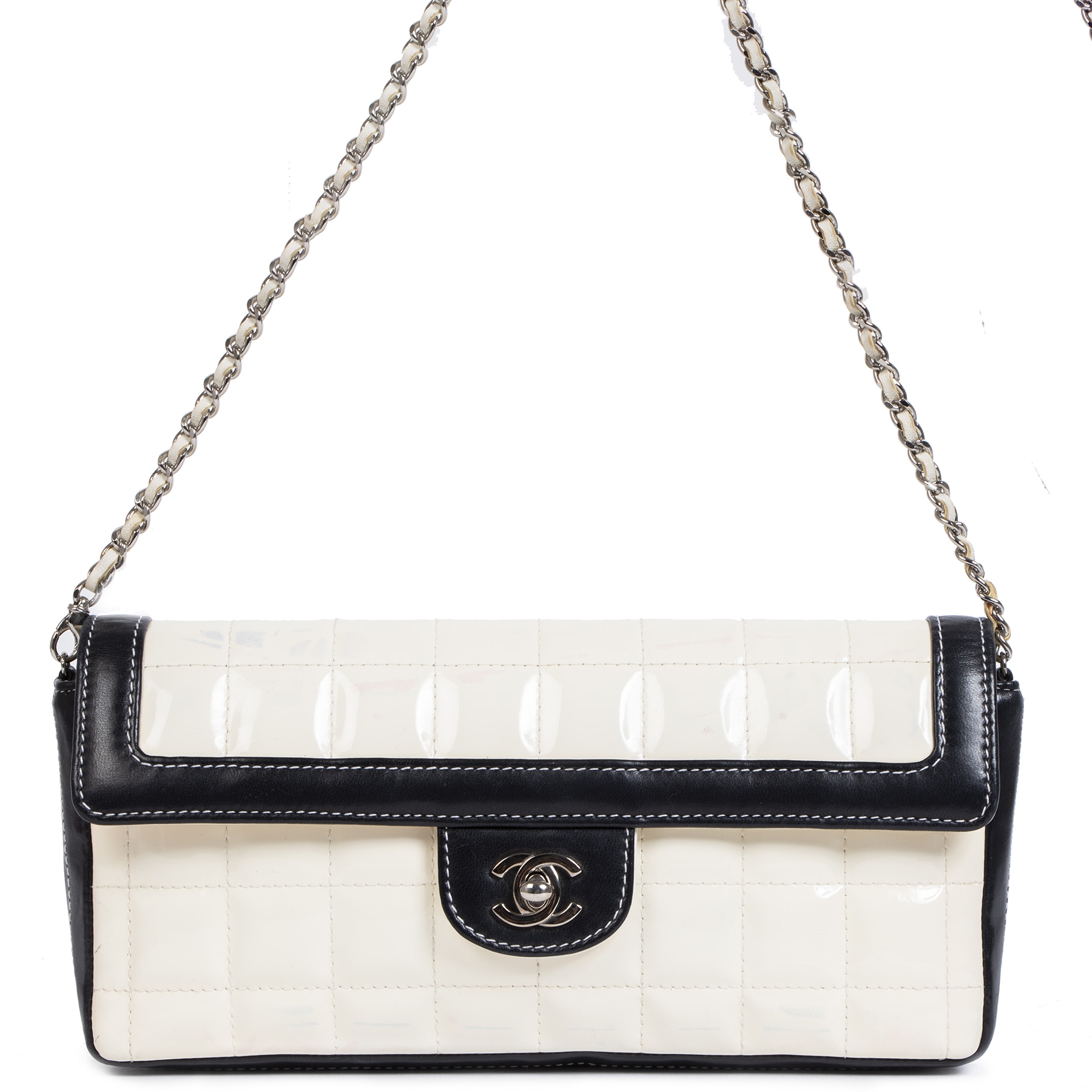 Sell Chanel Patent East West Flap Bag - Black/Nude