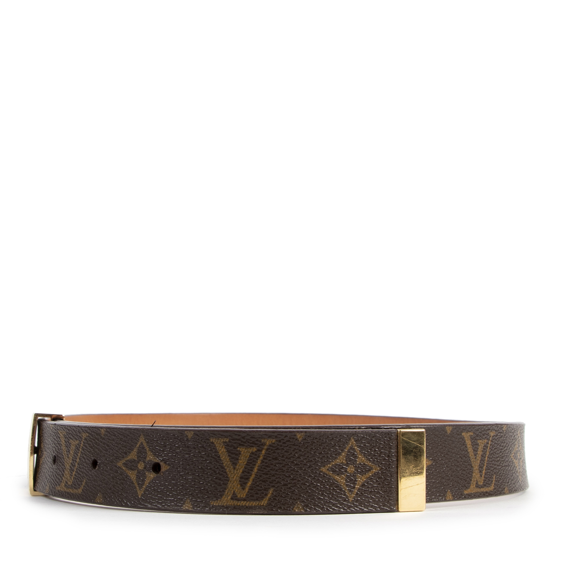 Louis Vuitton Monogram Gold Buckle Belt - Size 80