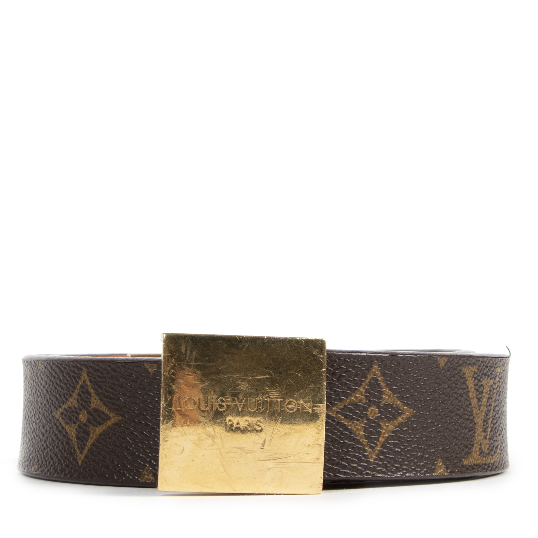 Louis Vuitton Gold Logo Belt Buckle with Diamond Pavé Detail