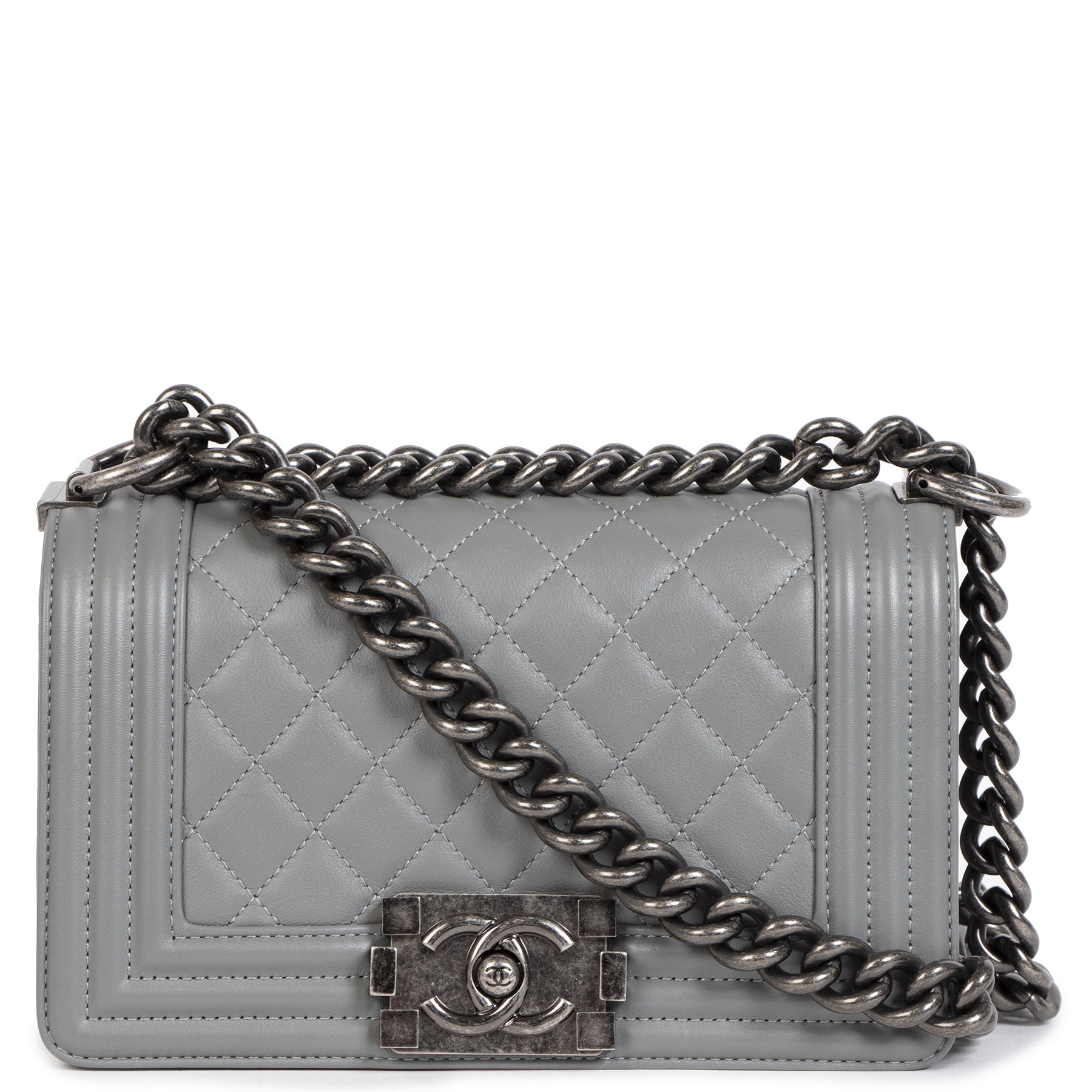 Chanel Grey Quilted Leather Small Boy Flap Bag Labellov Buy