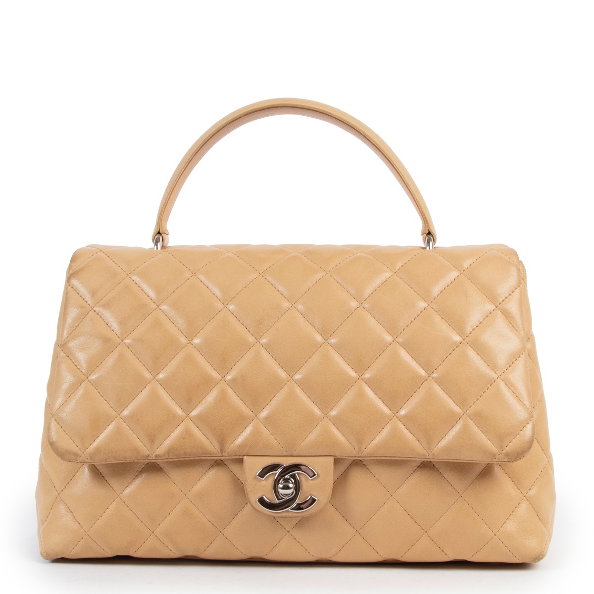 Chanel Beige Quilted Lambskin Coco Top Handle Labellov Buy And Sell Authentic Luxury