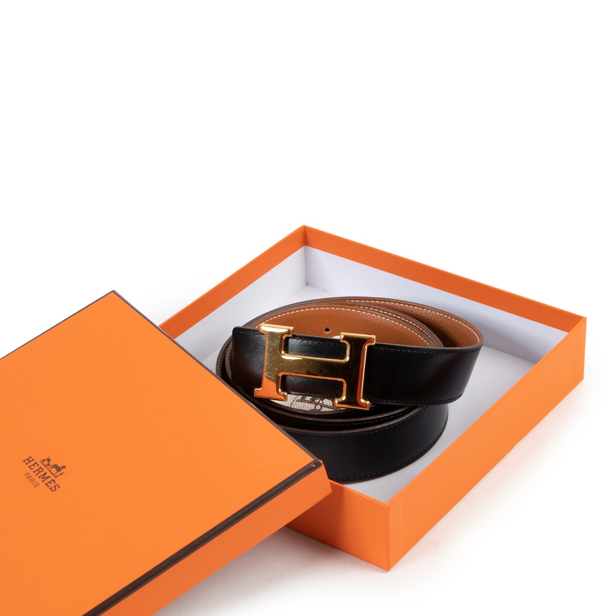 Hermès Black/Cognac Reversible Belt - Size 110 ○ Labellov