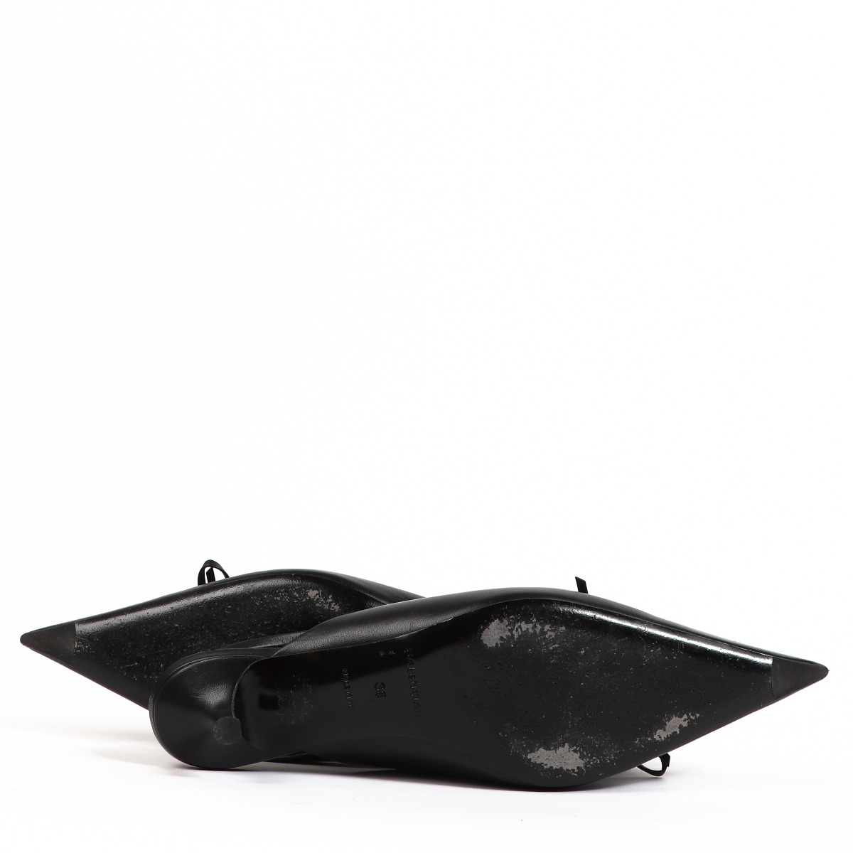 【BALENCIAGA】ヒョウ柄 ナイフミュール☆SALE中 160_balenciaga_black_leather_k