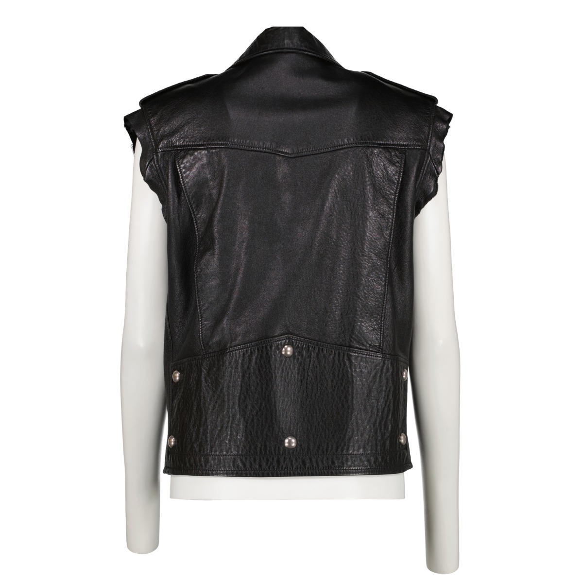 Saint Laurent Black Sleeveless Leather Jacket ○ Labellov