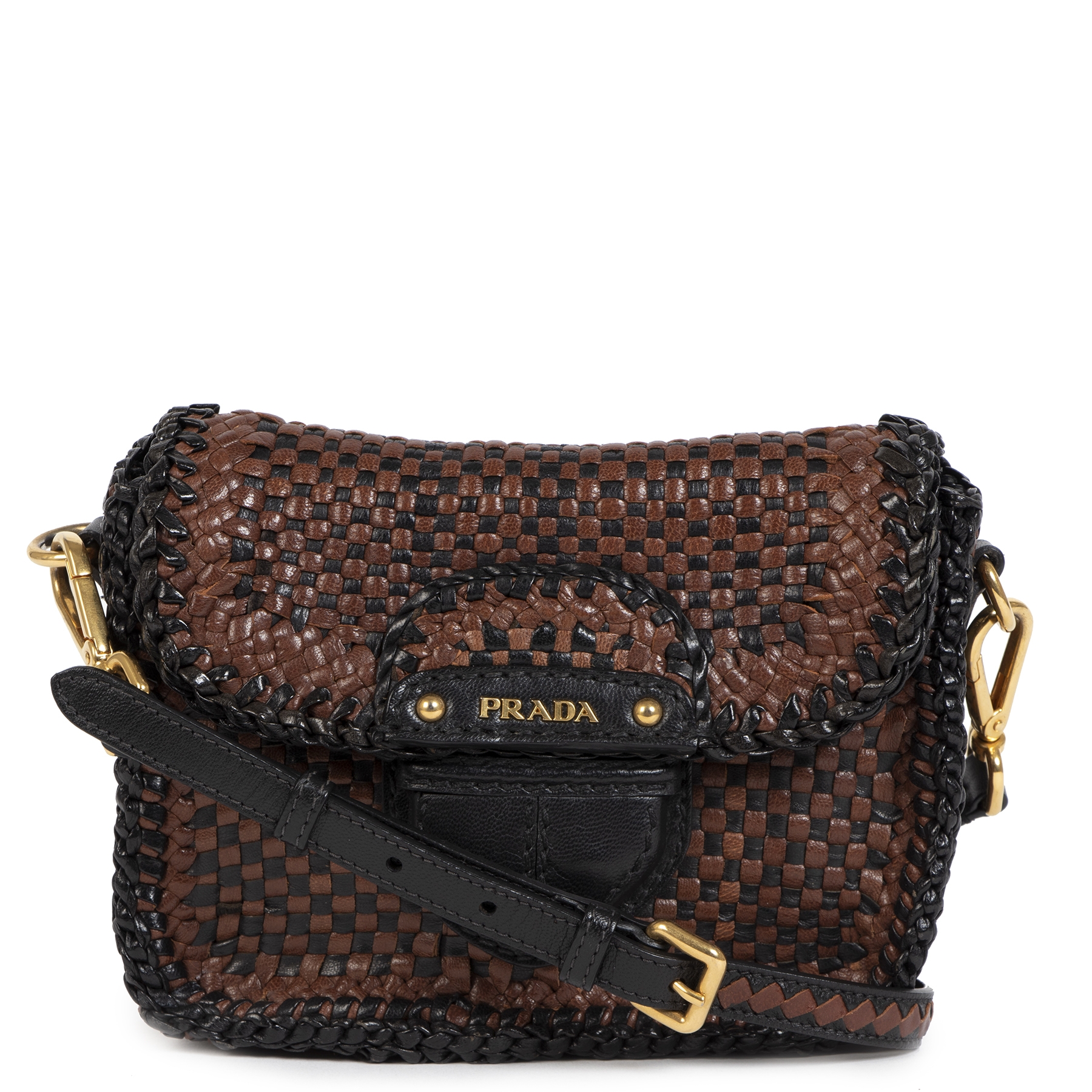 Prada Madras Woven Crossbody Bag ○ Labellov ○ Buy and Sell Authentic Luxury