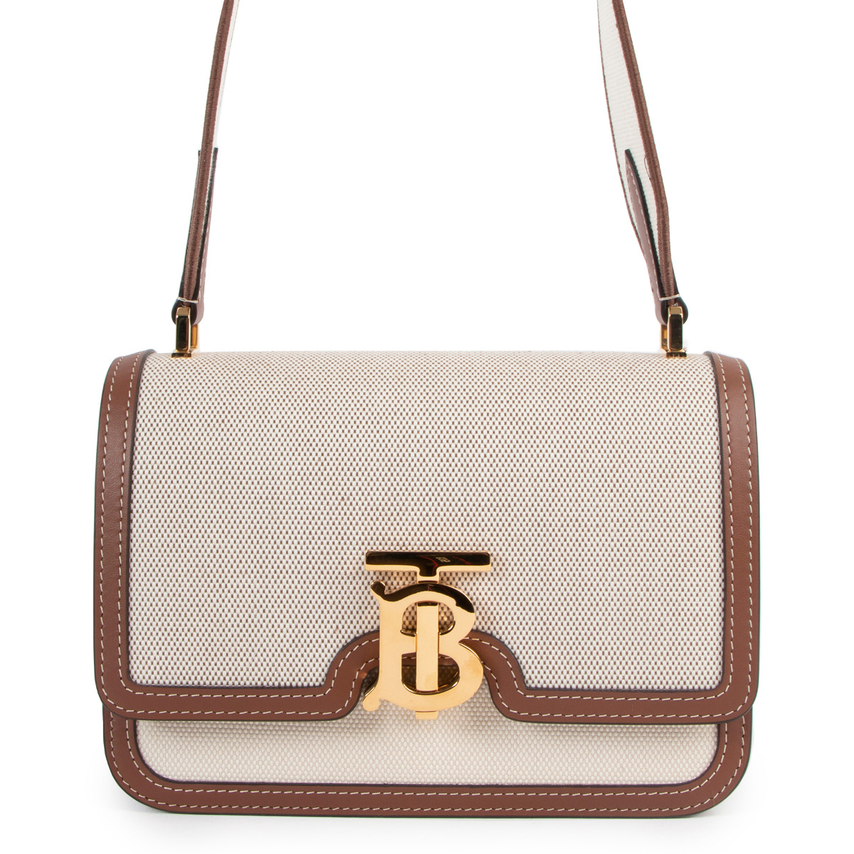 BURBERRY CANVAS TB BAG ショルダーバッグ　ホワイト Tb bag leather handbag Burberry White in Leather - 20682866