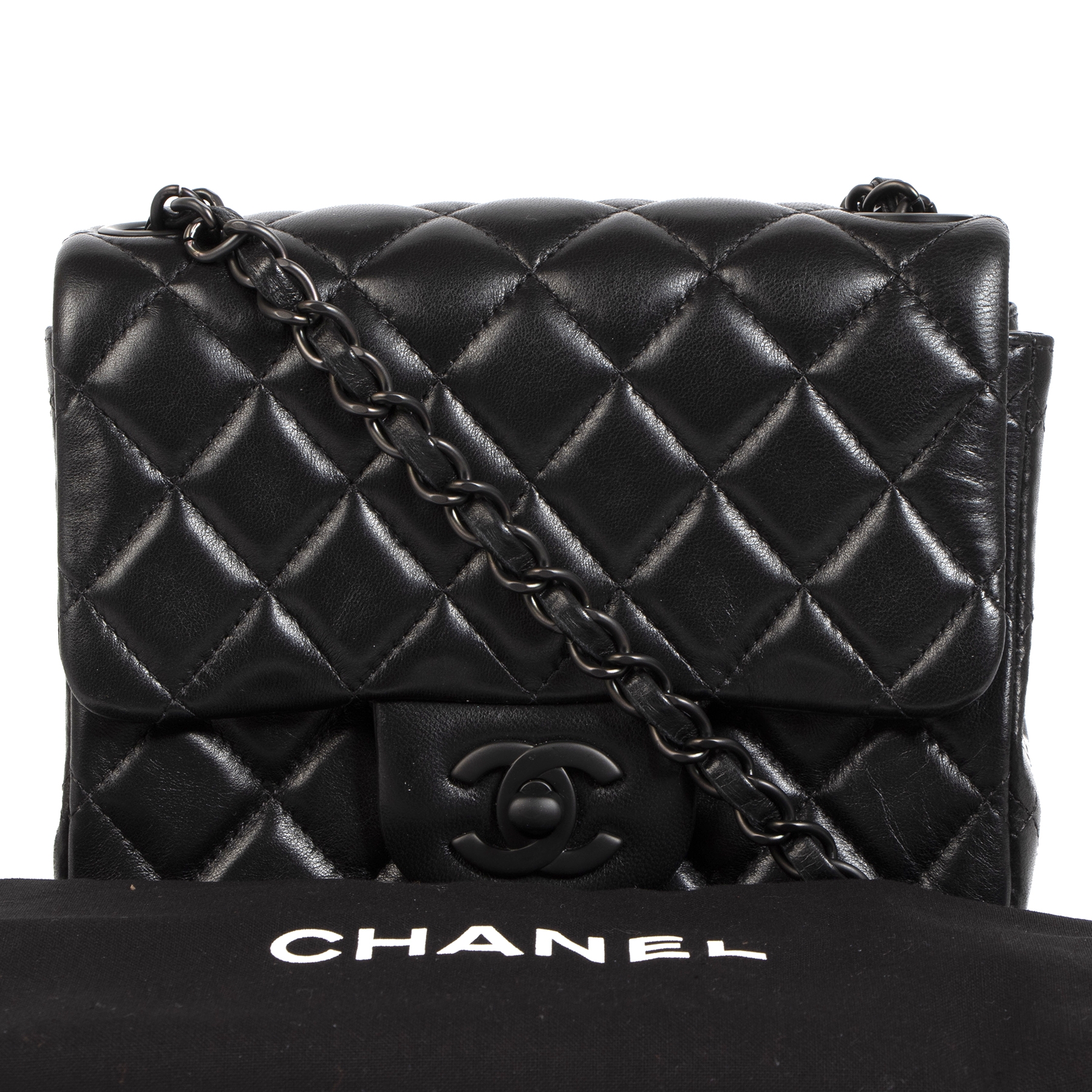 Chanel Mini Square So Black, Luxury, Bags & Wallets on Carousell