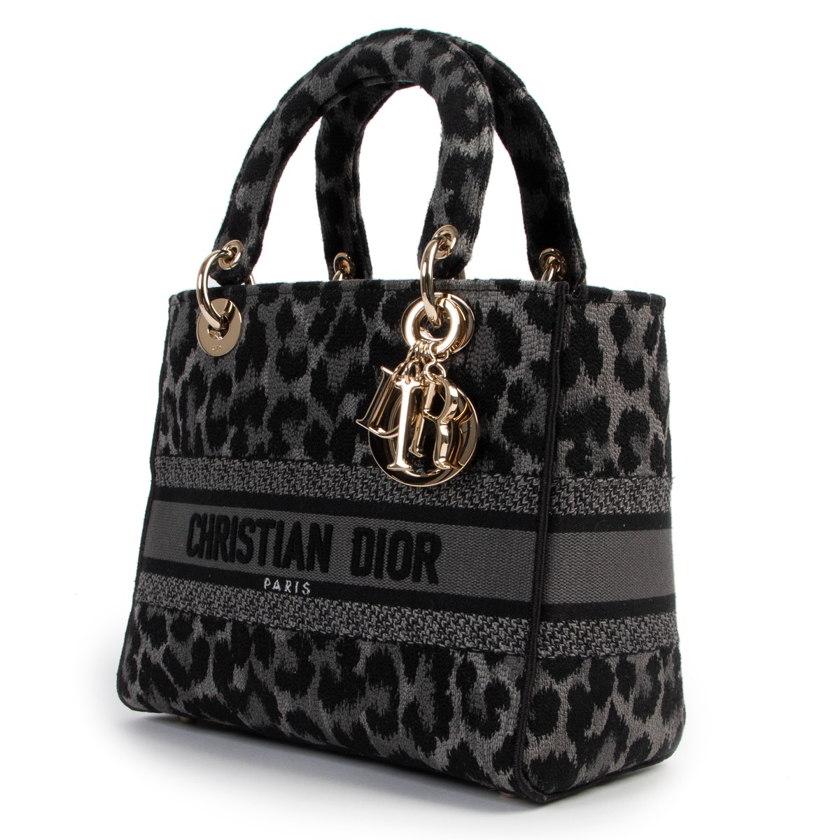 Dior - Medium Lady D-Lite Bag Beige and Black Mizza Embroidery - Women