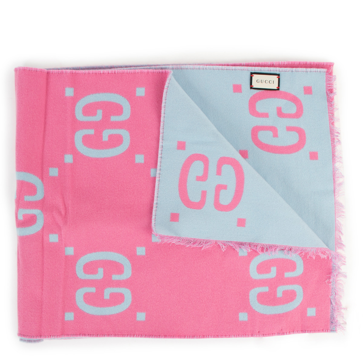 Gucci Pink & Blue Reversible GG Jacquard Freedom Scarf ○ Labellov ○ Buy and  Sell Authentic Luxury