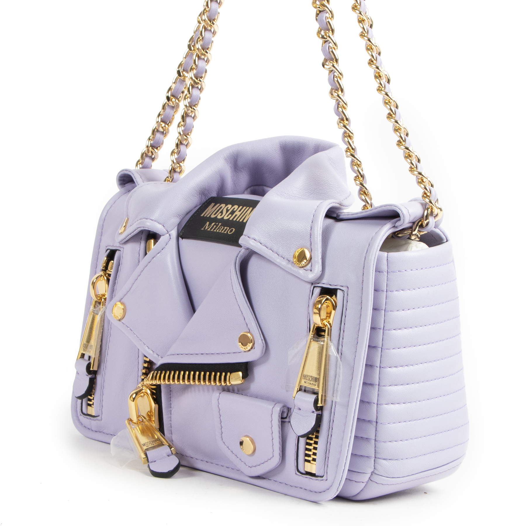 Moschino logo-strap leather shoulder bag - Purple