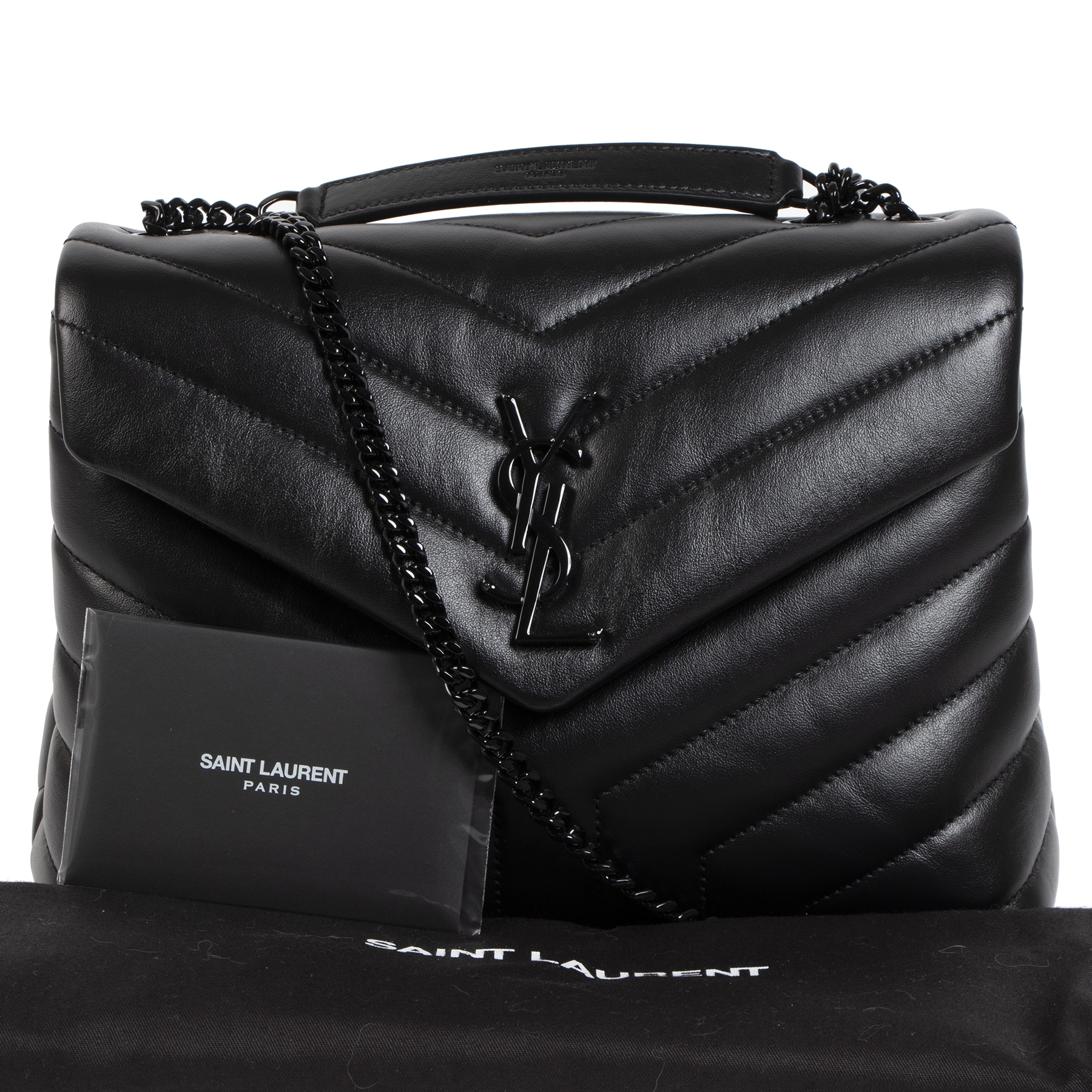 Saint Laurent Loulou Small Matelasse Calfskin Flap-Top Shoulder Bag Black