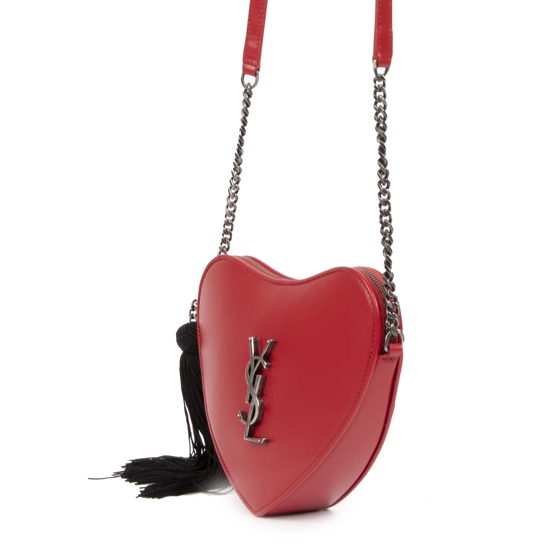 Saint Laurent Heart Logo Bag Red Satin – A Daily Diva