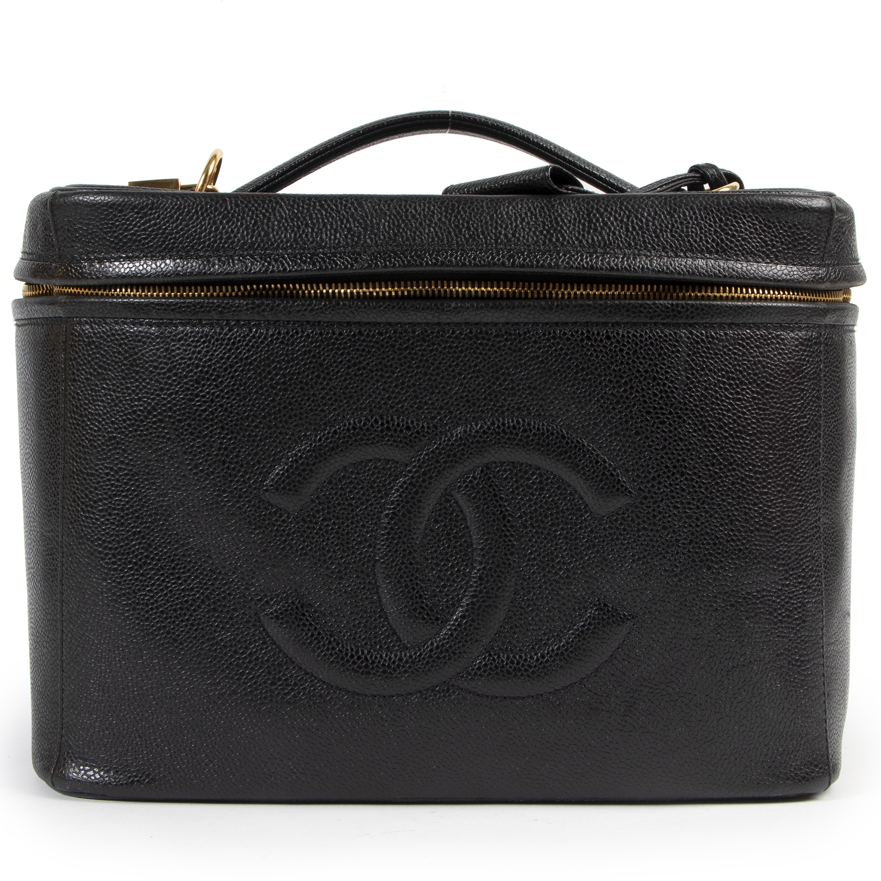 Chanel Vintage Black Leather Beauty Case Labellov Buy and Sell Authentic  Luxury