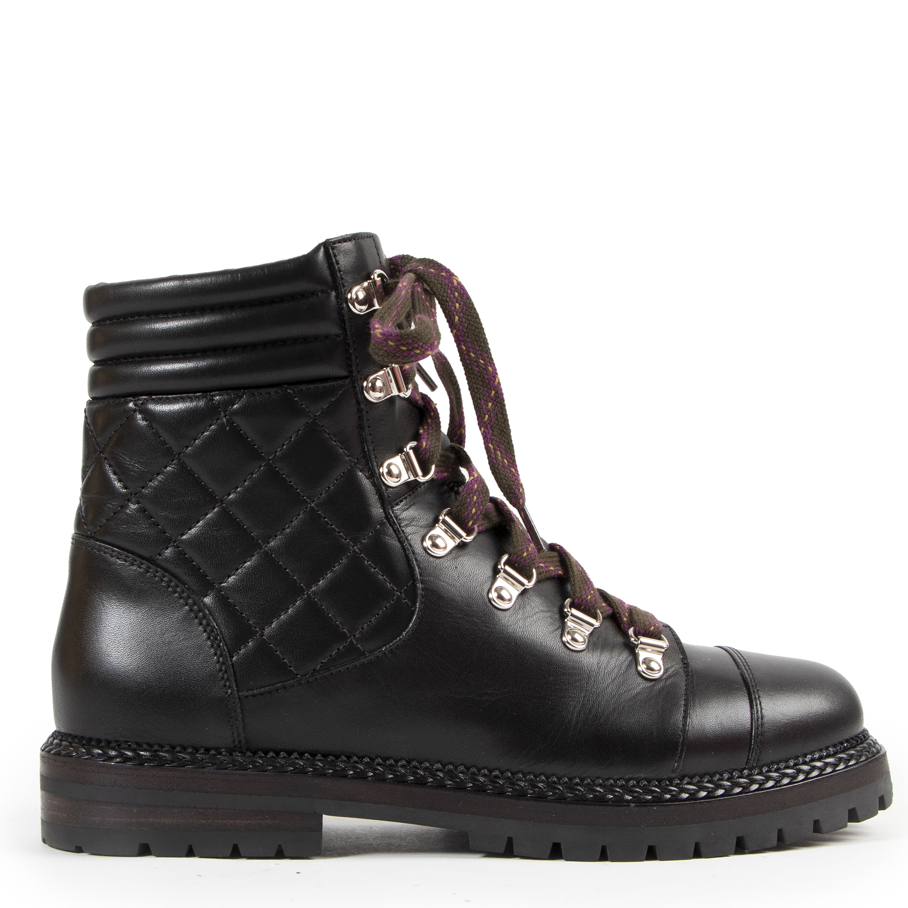 Chanel Black Leather Hiking Boots - size 39 ○ Labellov ○ Buy and