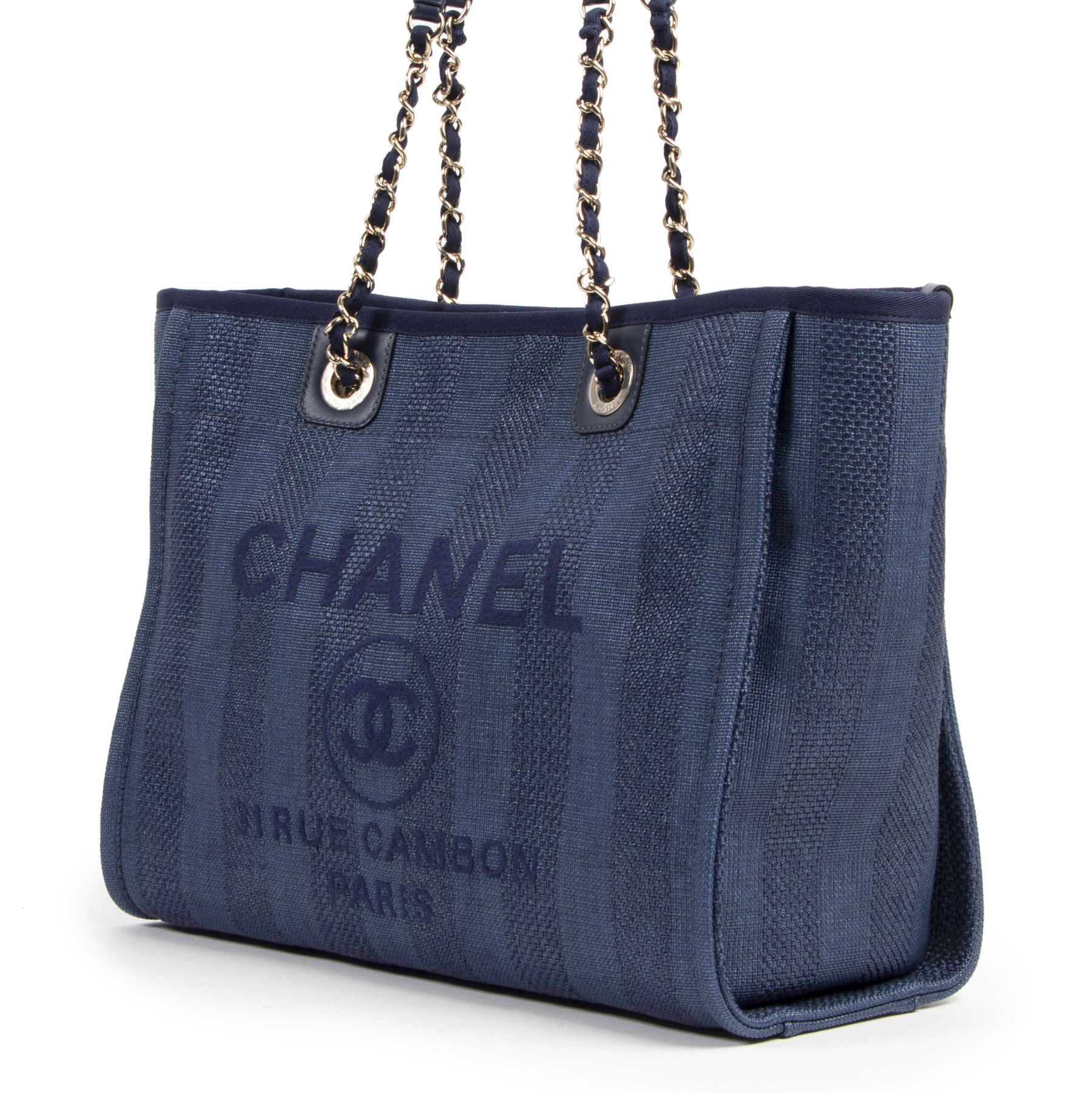 Chanel Small Blue Deauville Tote Bag ○ Labellov ○ Buy and Sell