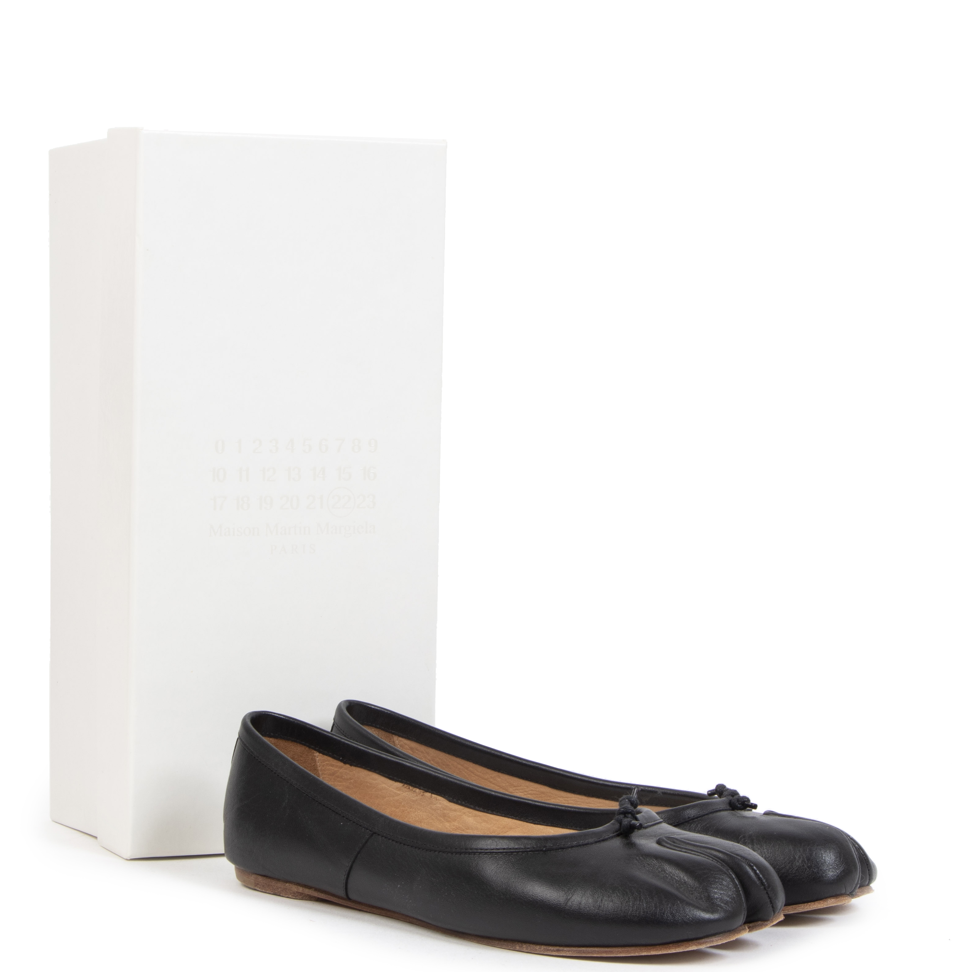 Maison Margiela Black Leather Tabi Toe Ballerina Flats