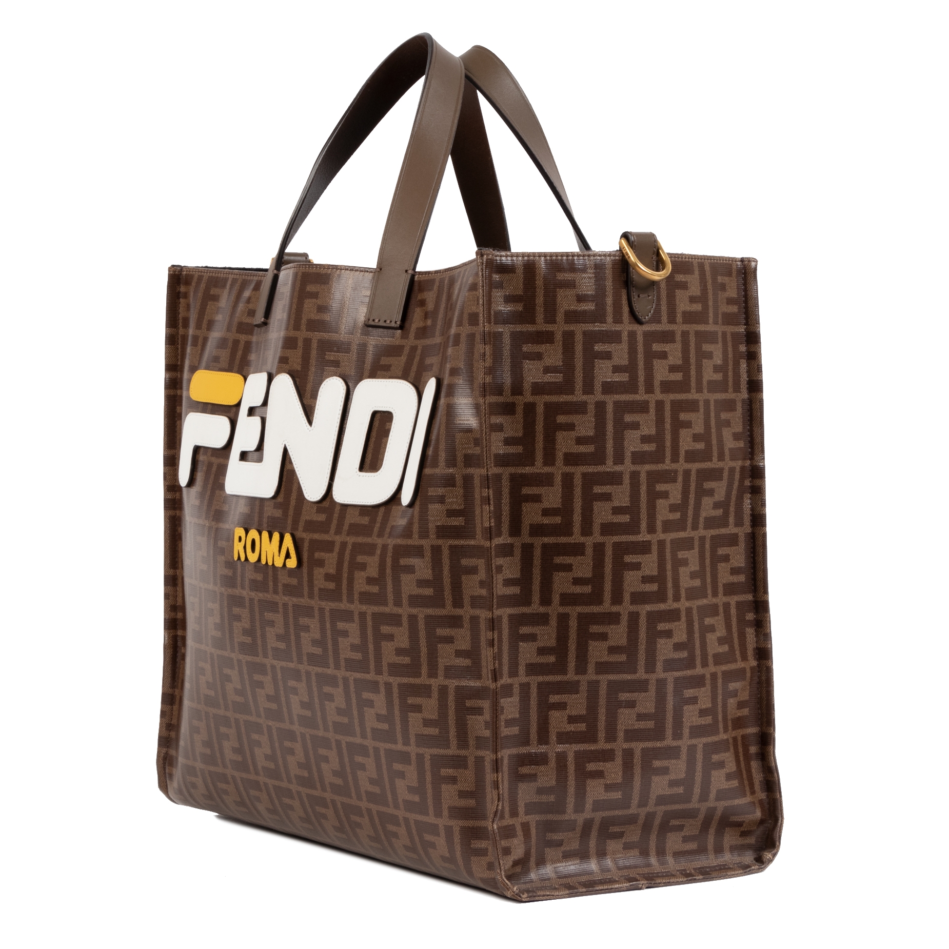 美品✨FENDI×FILA SHOPPING TOTE ロゴエンボス 黒 A4 fendi7va538black6_clipped_rev_