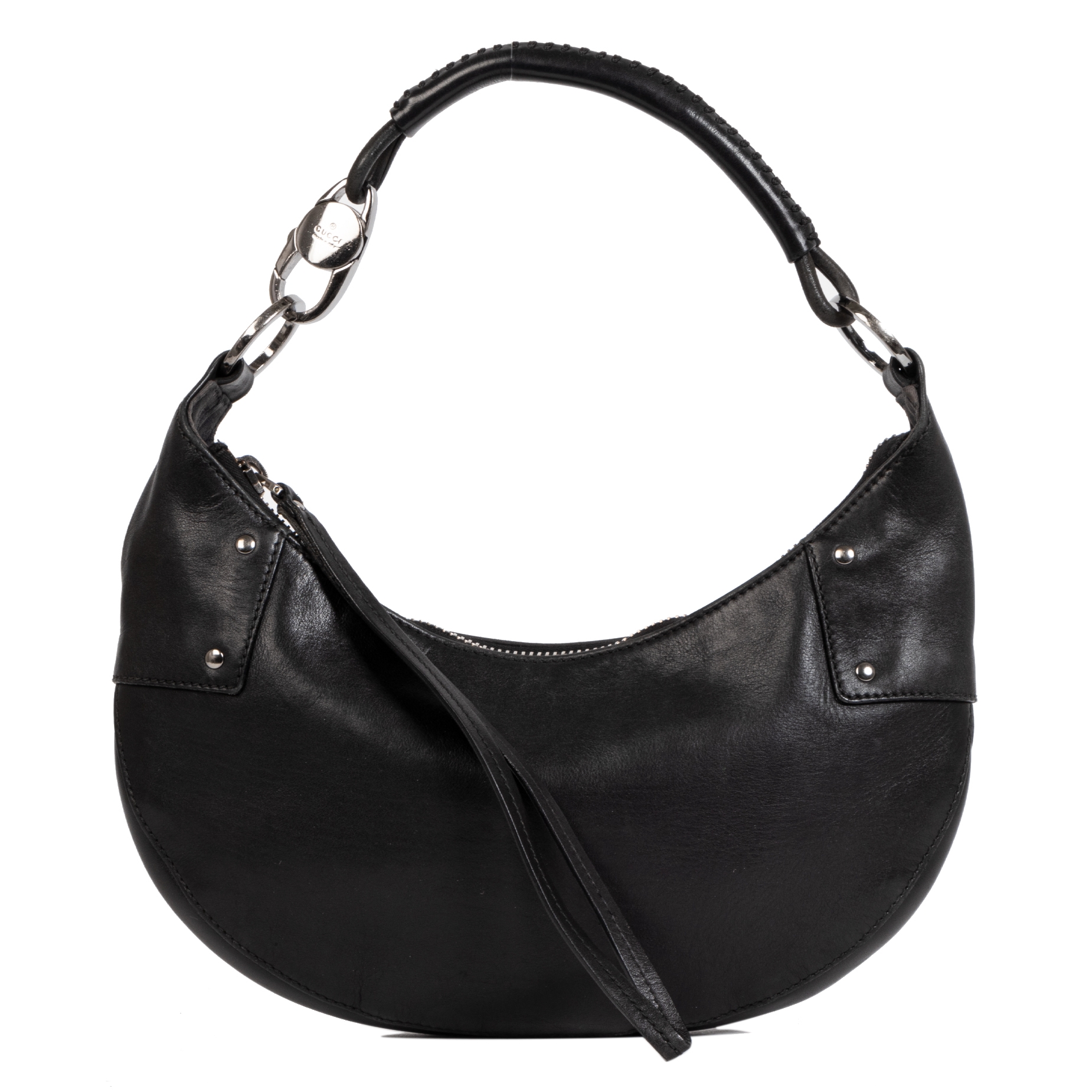 Gucci Vintage - Leather Half Moon Hobo Bag - Black - Leather Handbag -  Luxury High Quality - Avvenice