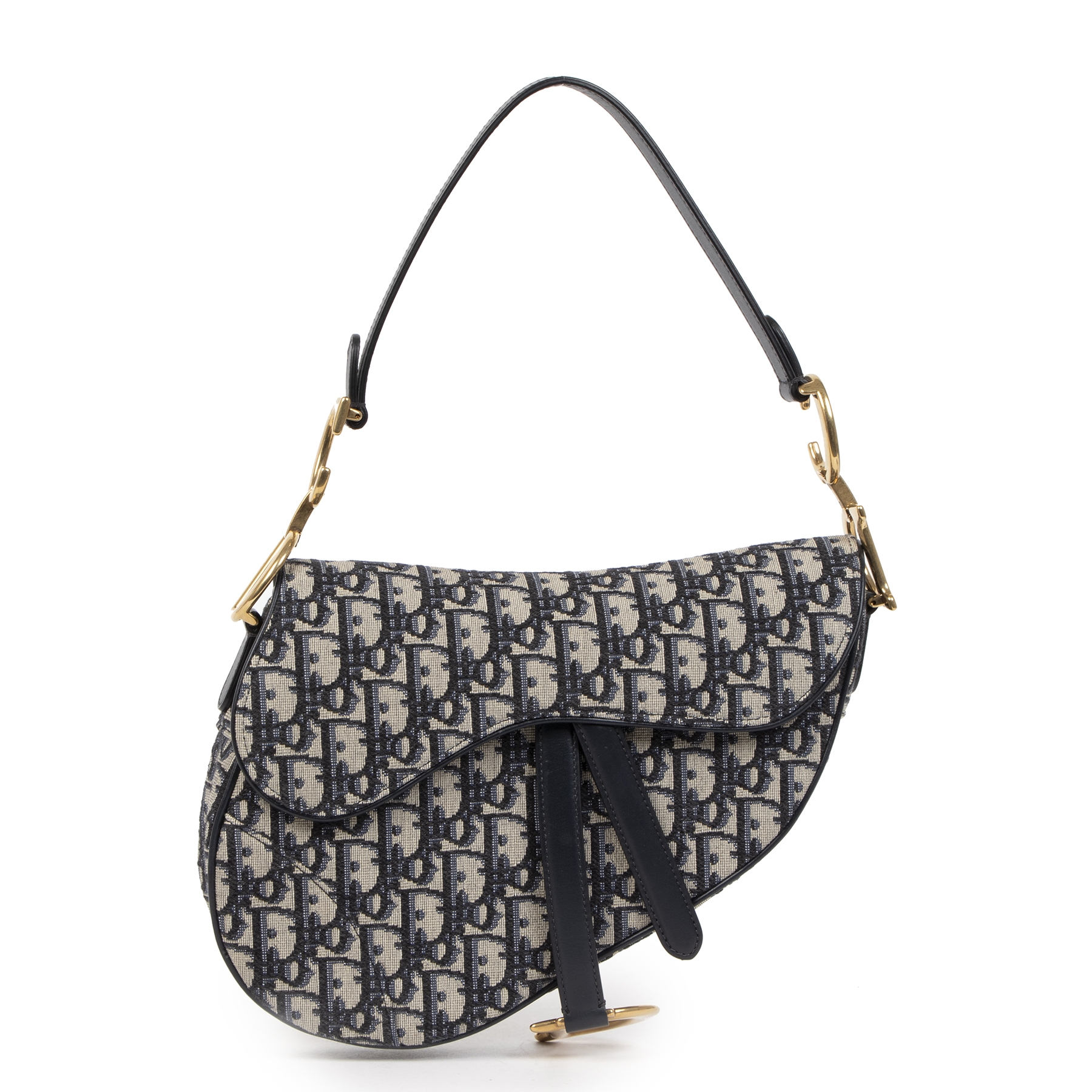 【ヴィンテージ】Rank:S☆Dior BLUE Oblique サドルバッグ 46135 Dior Blue Oblique Saddle Bag ○ Labellov ○ Buy and Sell