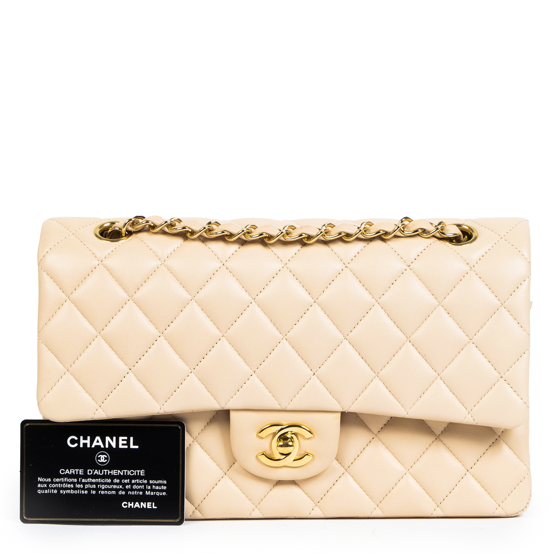 Chanel Nude Lambskin Classic Flap Bag GHW ○ Labellov ○ Buy and