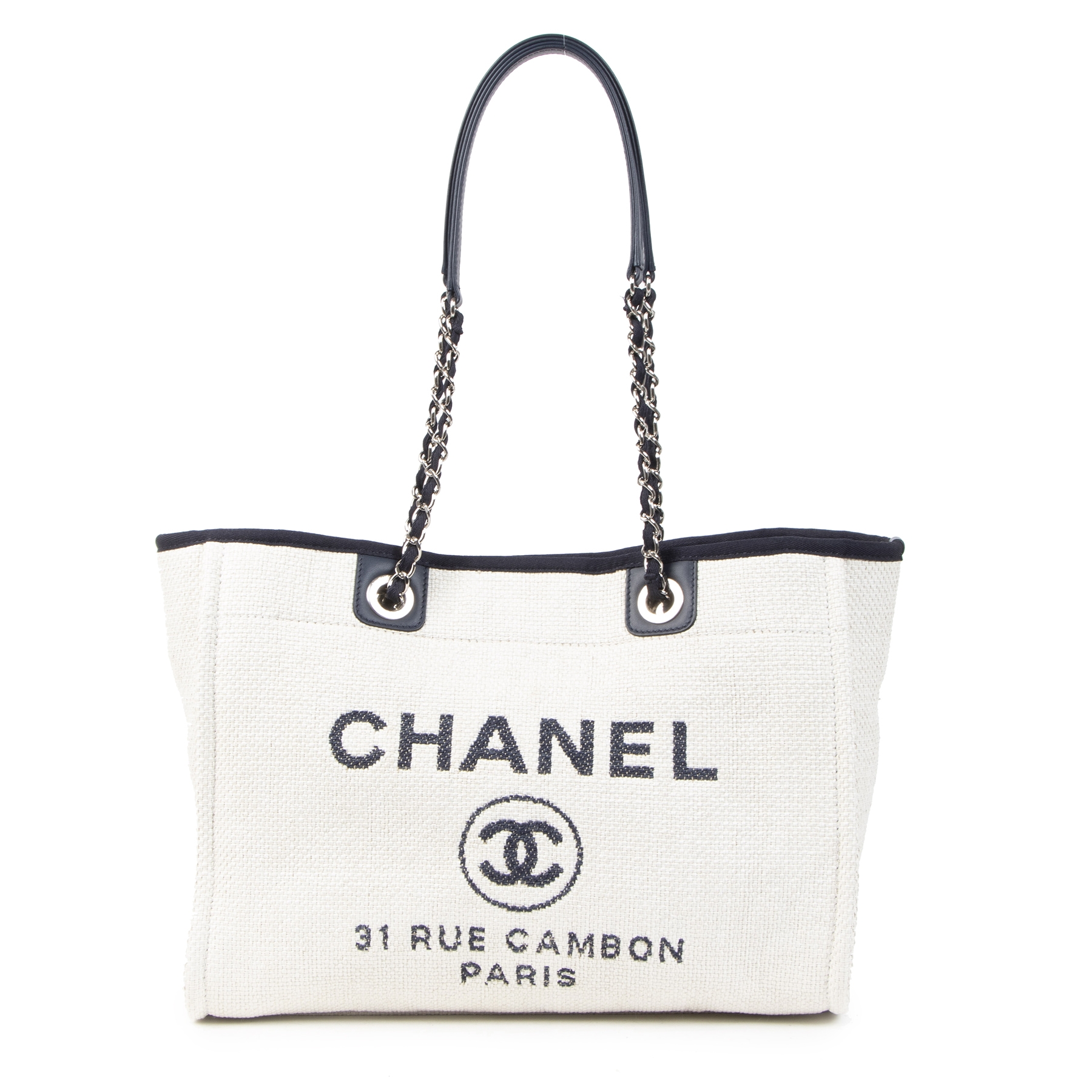 Chanel Deauville Neutral Canvas Shoulder Tote Bag Labellov Buy