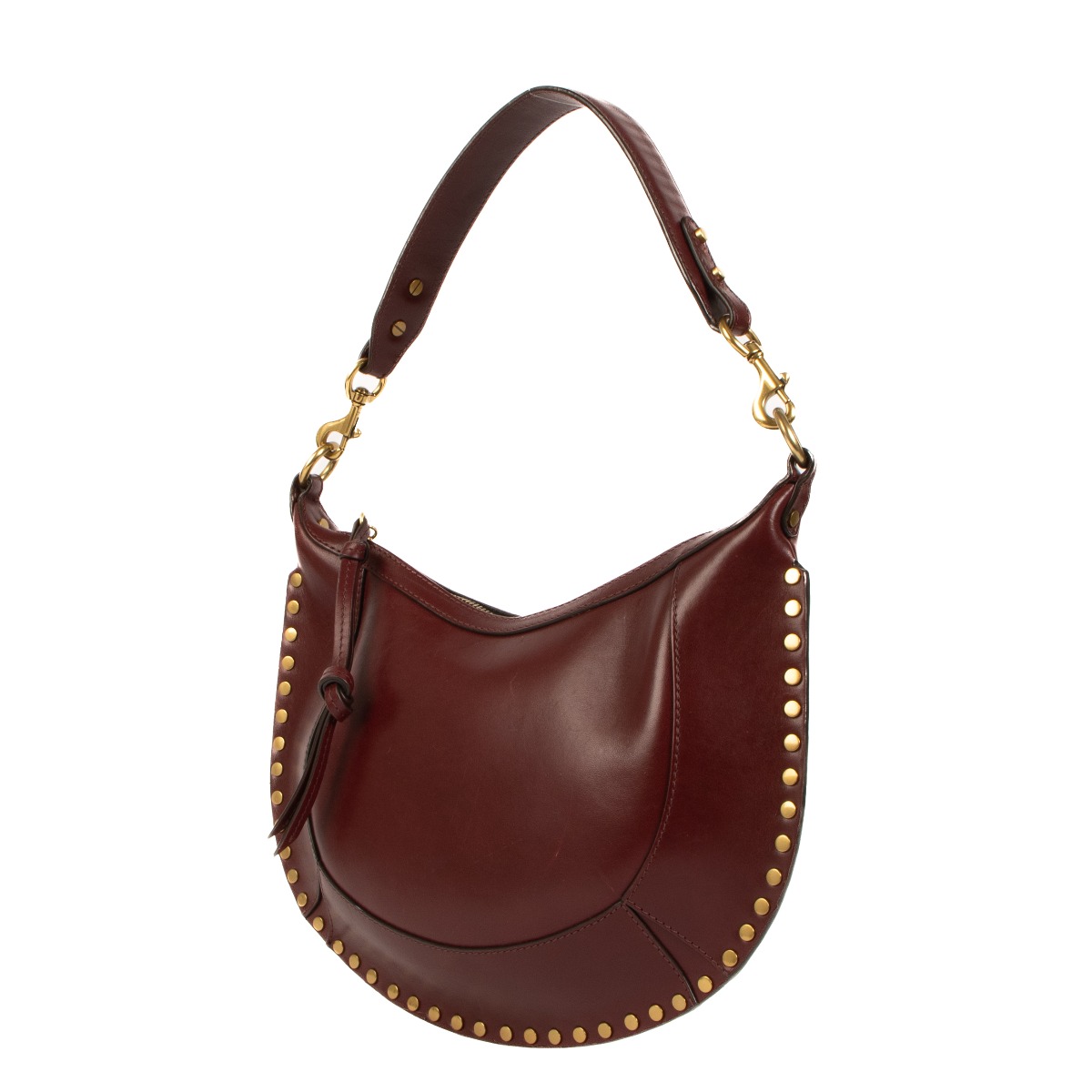 人気TOP Isabel Marant Bag Hobo Naoko Studded Leather Burgundy バッグ