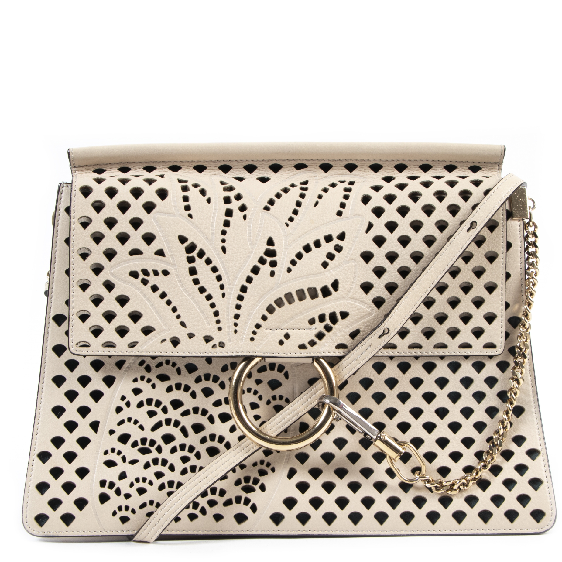 大割引 Chloé Beige Faye Large Cut-out Shoulder Bag ○ Labellov ショルダーバッグ