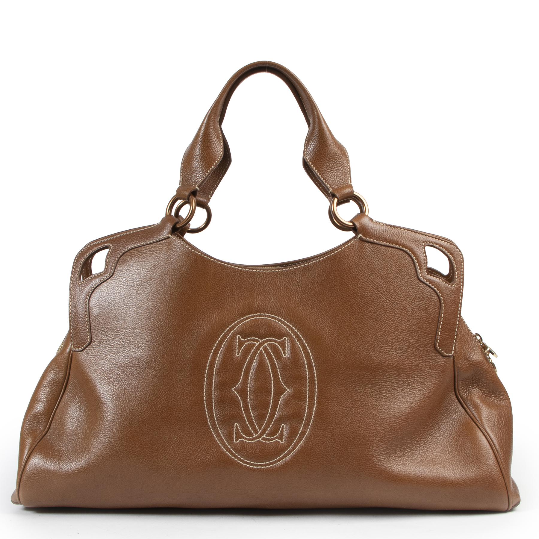 Cartier Cognac Leather Marcello Shoulder Bag ○ Labellov ○ Buy