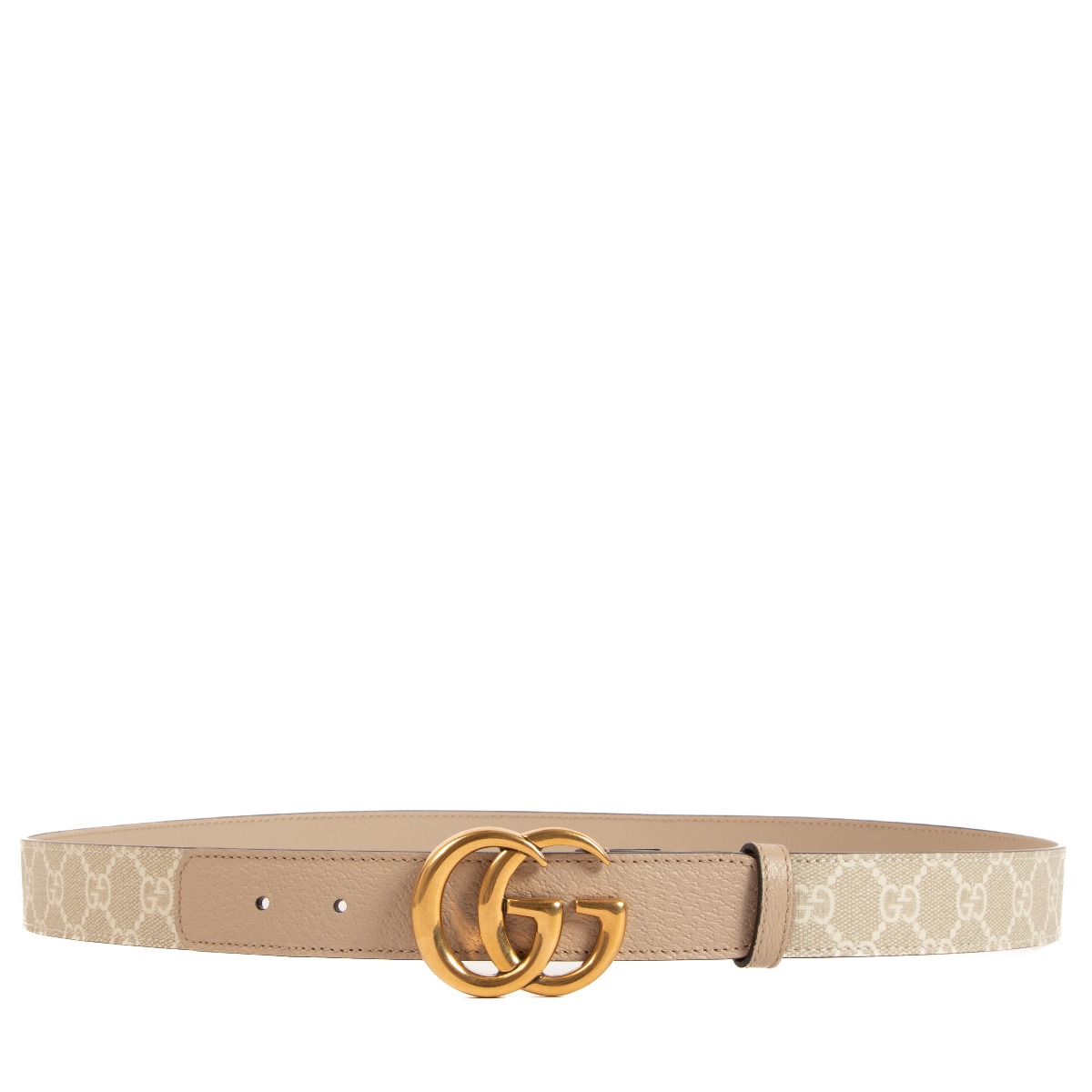 Gucci GG Marmont Beige and White Thin Belt - size 100