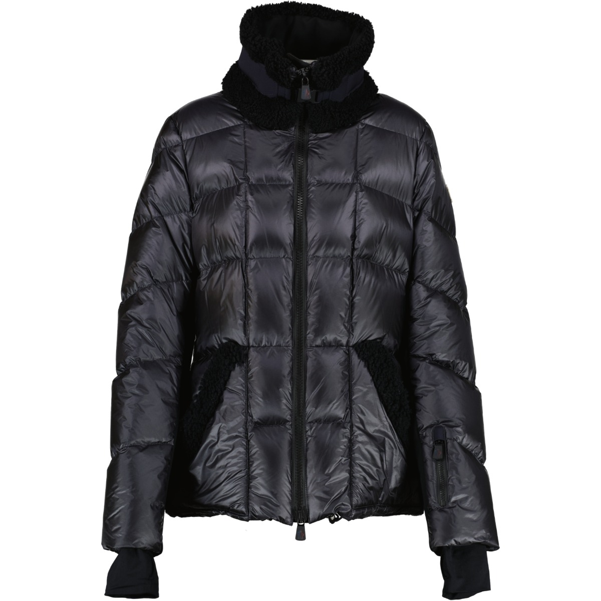 新品Moncler GRENOBLE ski 板 Moncler Grenoble Black Shearling-trimmed Quilted Down Ski