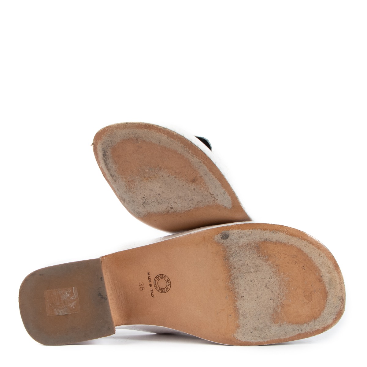 Dries Van Noten White Snakeskin Effect Mules - size 38