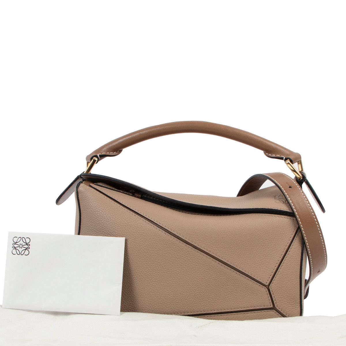 Loewe Beige Grained Leather Small Puzzle Top Handle Bag