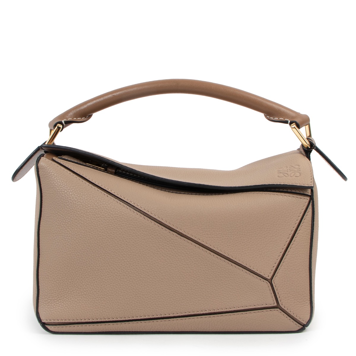 Loewe Beige Grained Leather Small Puzzle Top Handle Bag