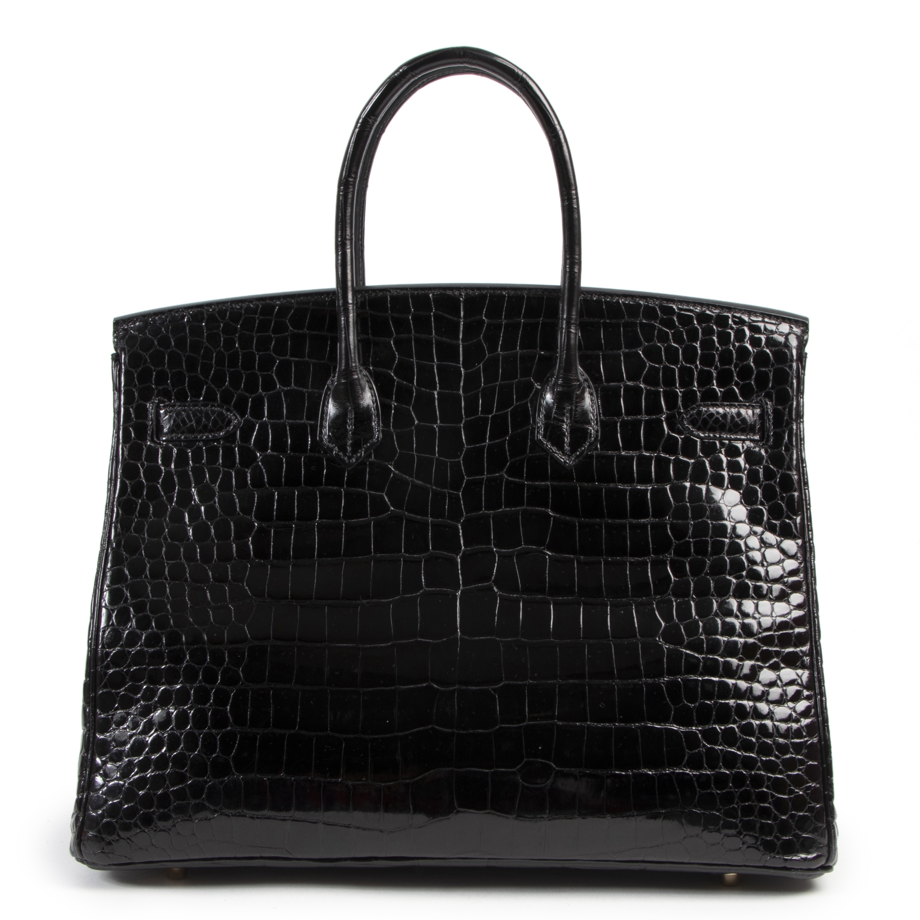 Herm s Birkin 35 crocodile porossus lisse black golden hardware