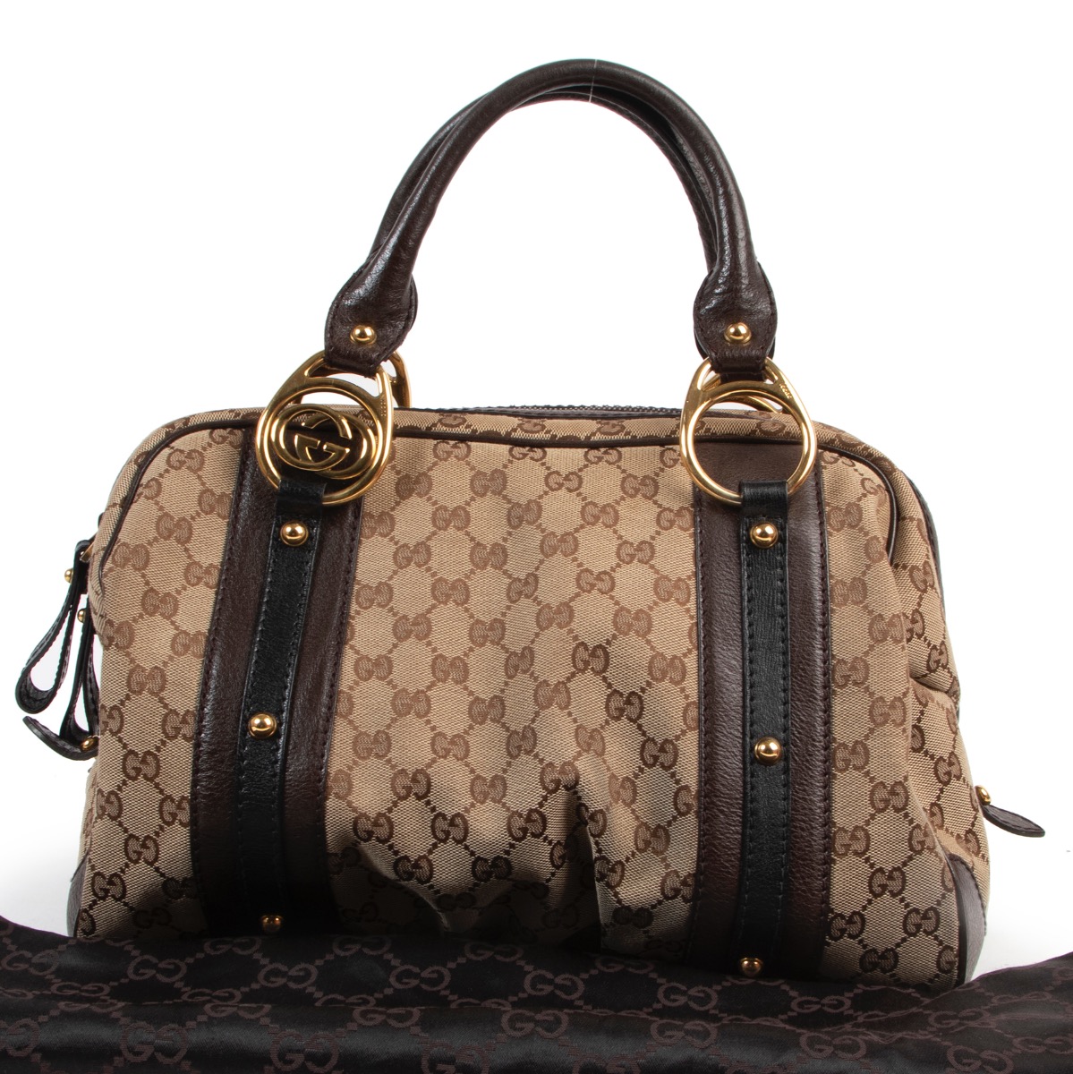 philme 【mekuri】boston bag brown Gucci Brown Monogram Boston Top Handle Bag ○ Labellov
