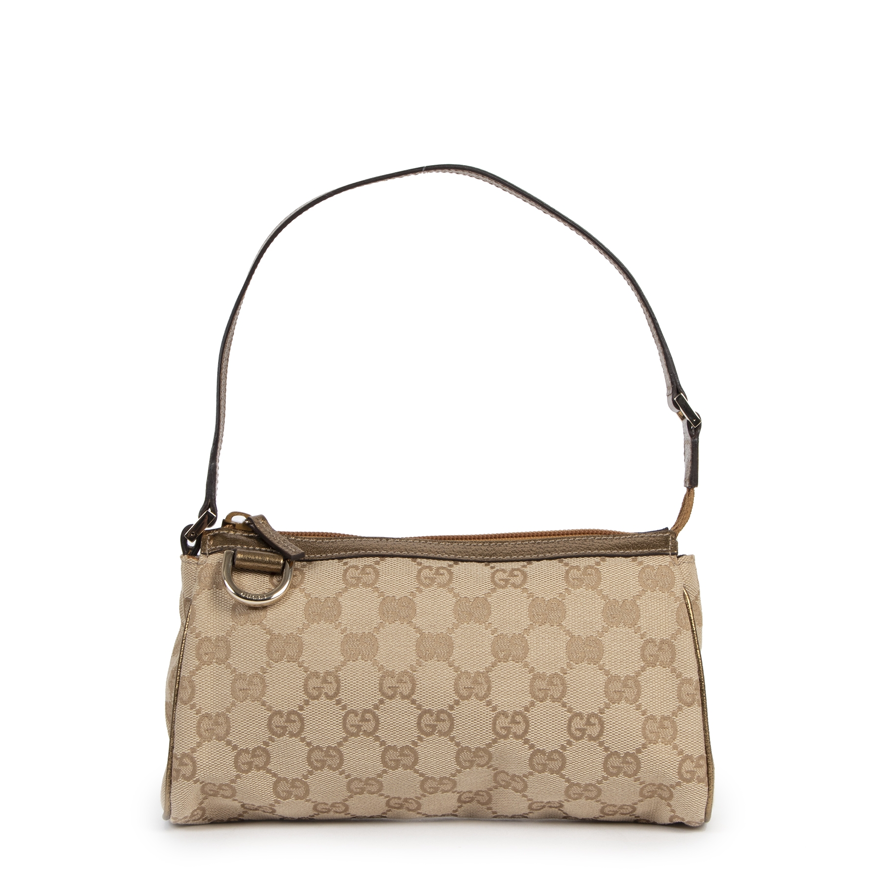Gucci Gold Canvas Monogram Pochette Labellov Buy and Sell Authentic Luxury
