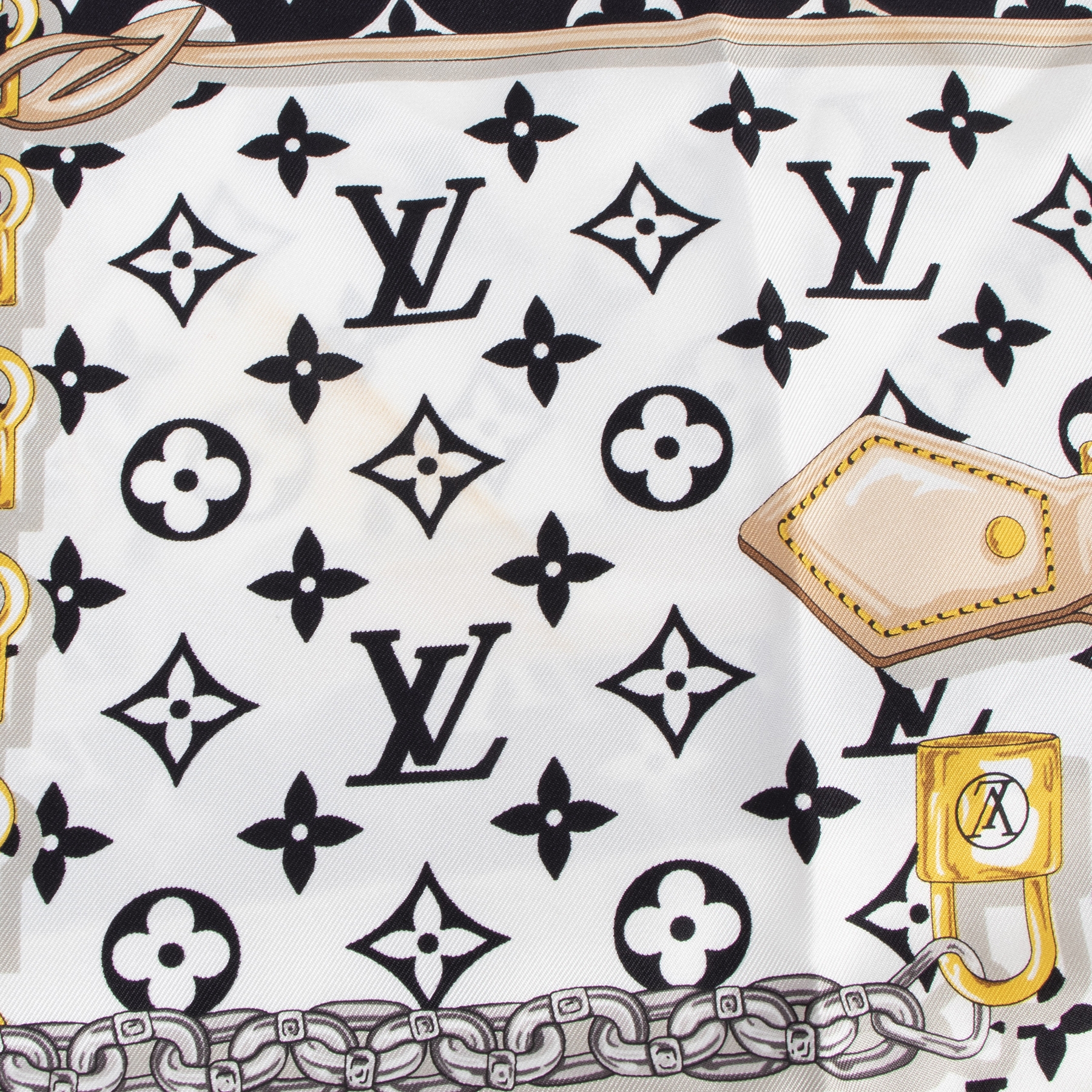 Louis Vuitton Silk Monogram Confidential Square Scarf Black & White - A&V  Pawn