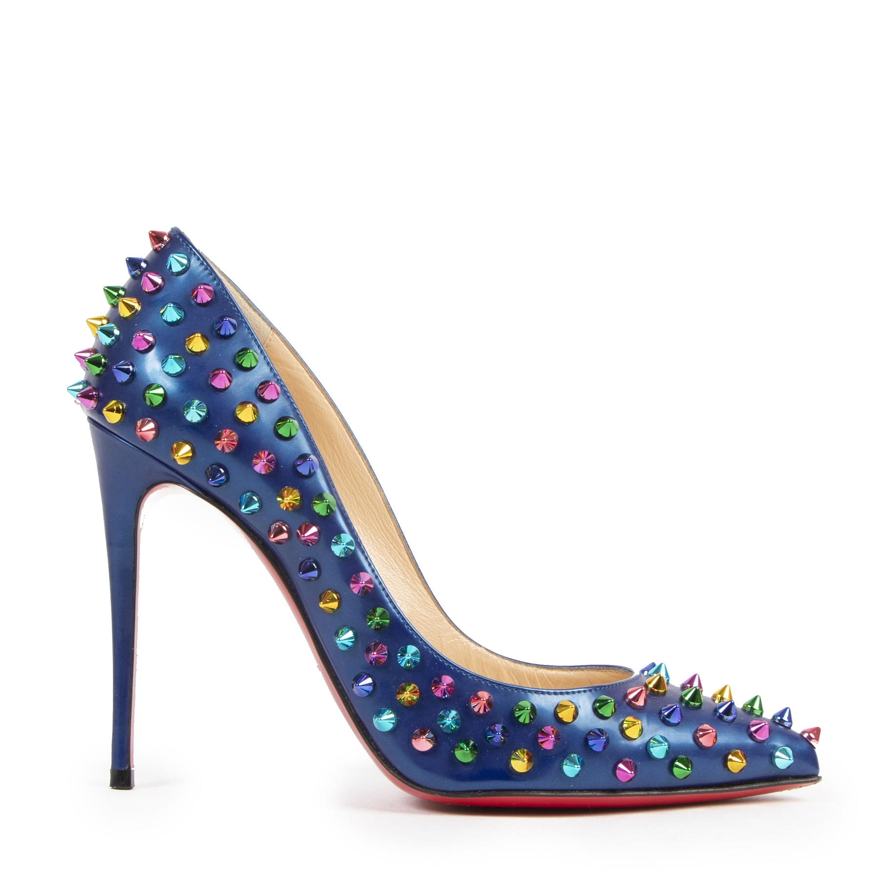 Shop Christian Louboutin Follies Spikes Patent Leather Pumps