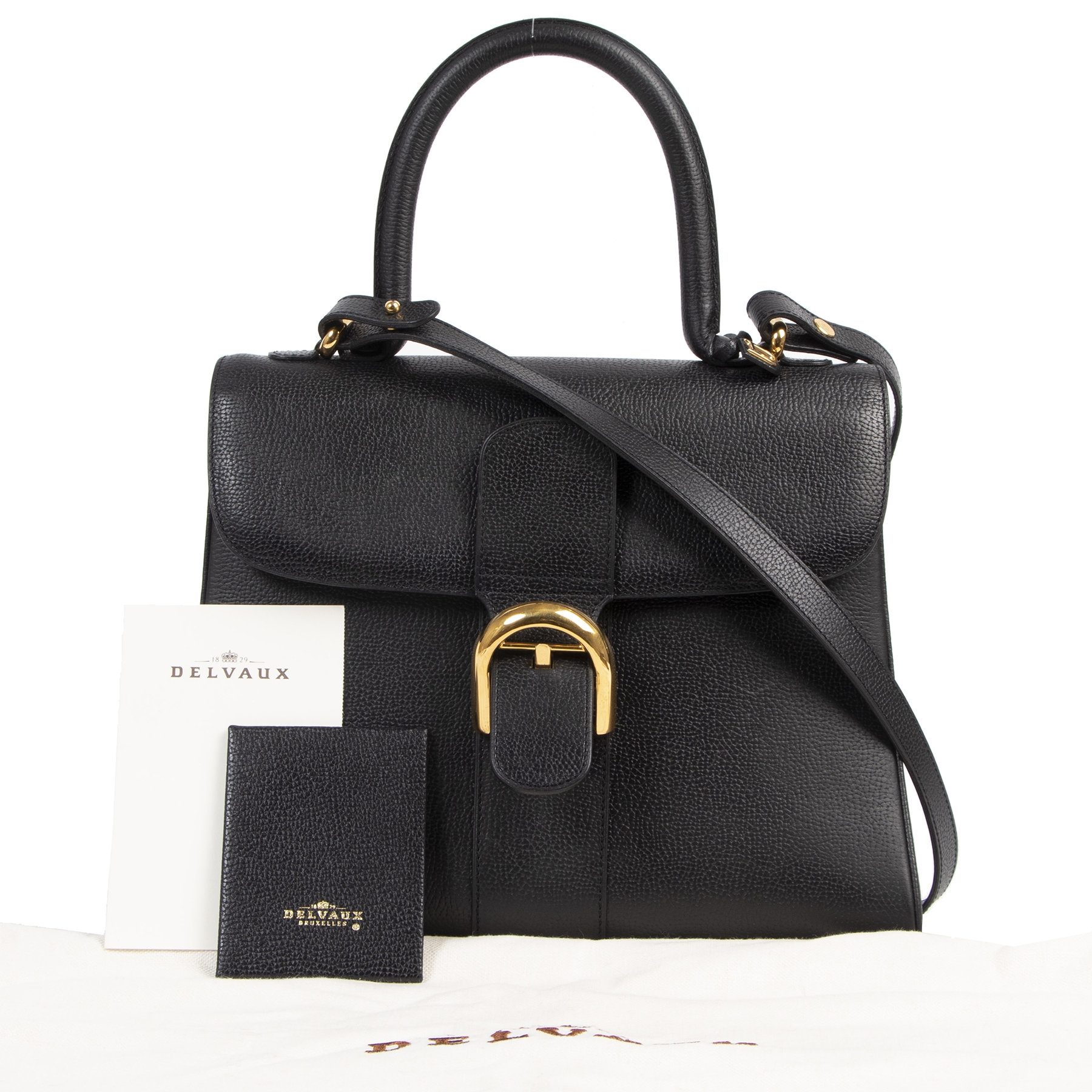 Delvaux Black Brillant MM Bag + Strap ○ Labellov ○ Buy and