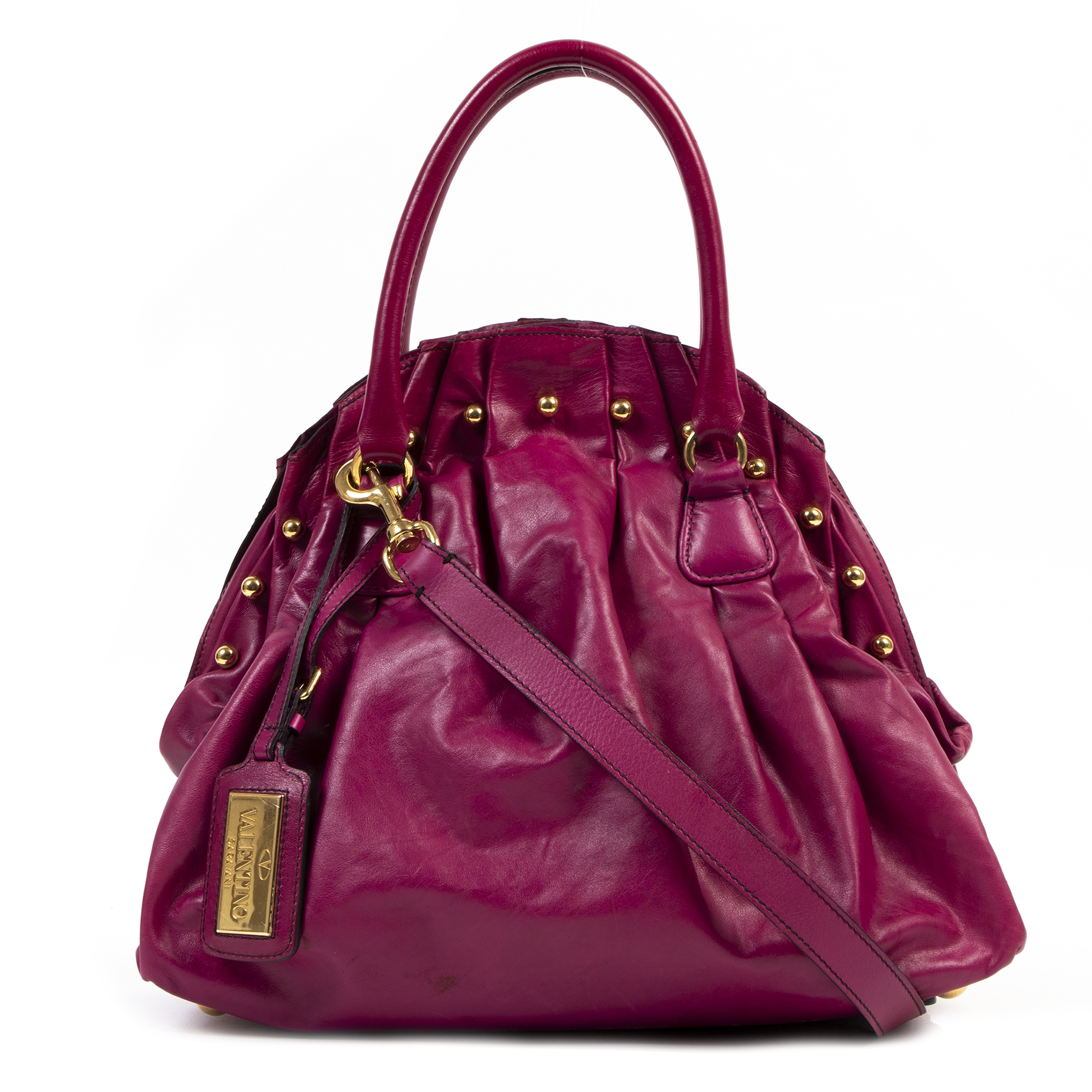 Valentino Garavani Fuchsia Leather Large Clasp Bag ○ Labellov