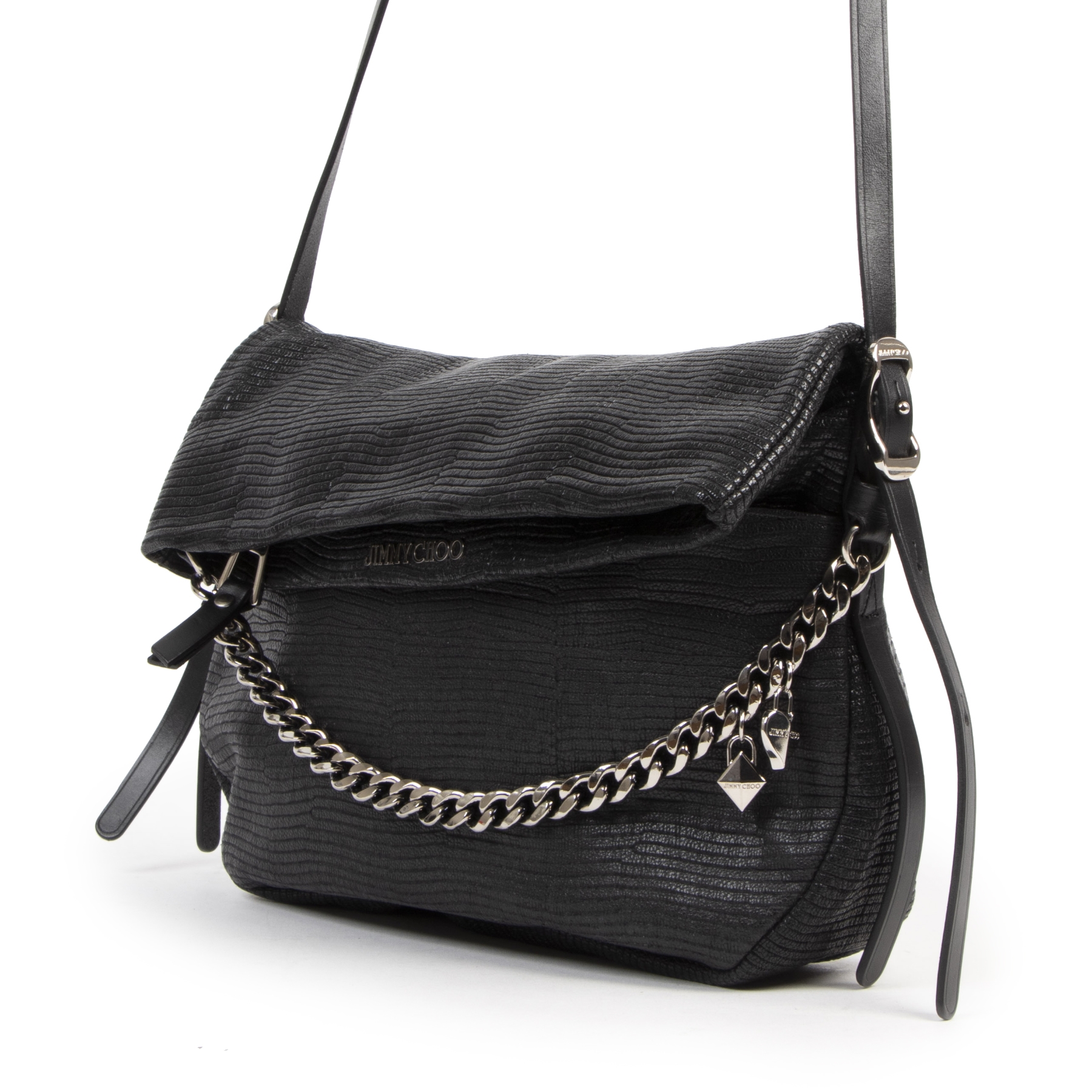 Jimmy Choo Black Leather Biker Shoulder Bag Labellov Buy and