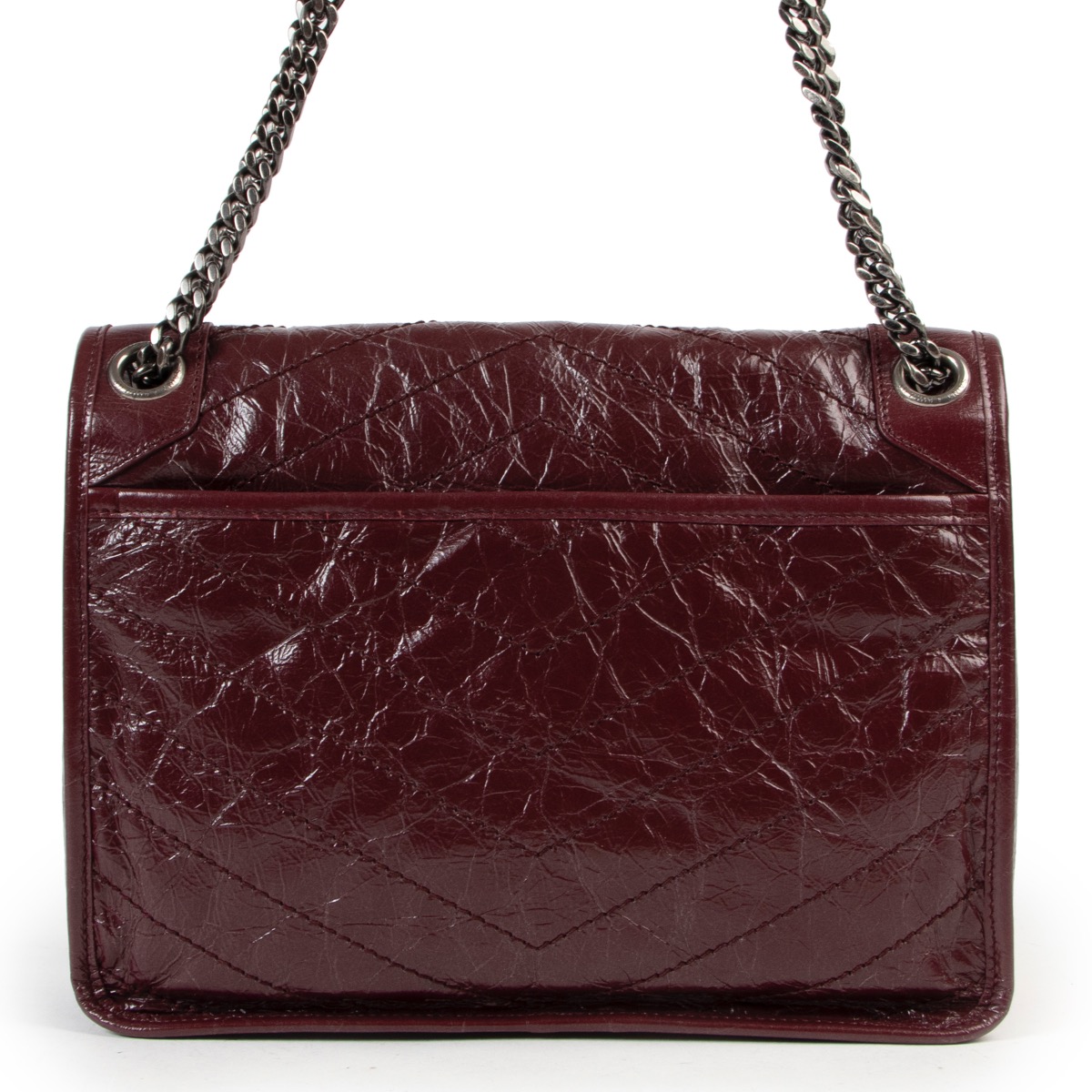 Saint Laurent Aubergine Crinkled Leather Niki Medium
