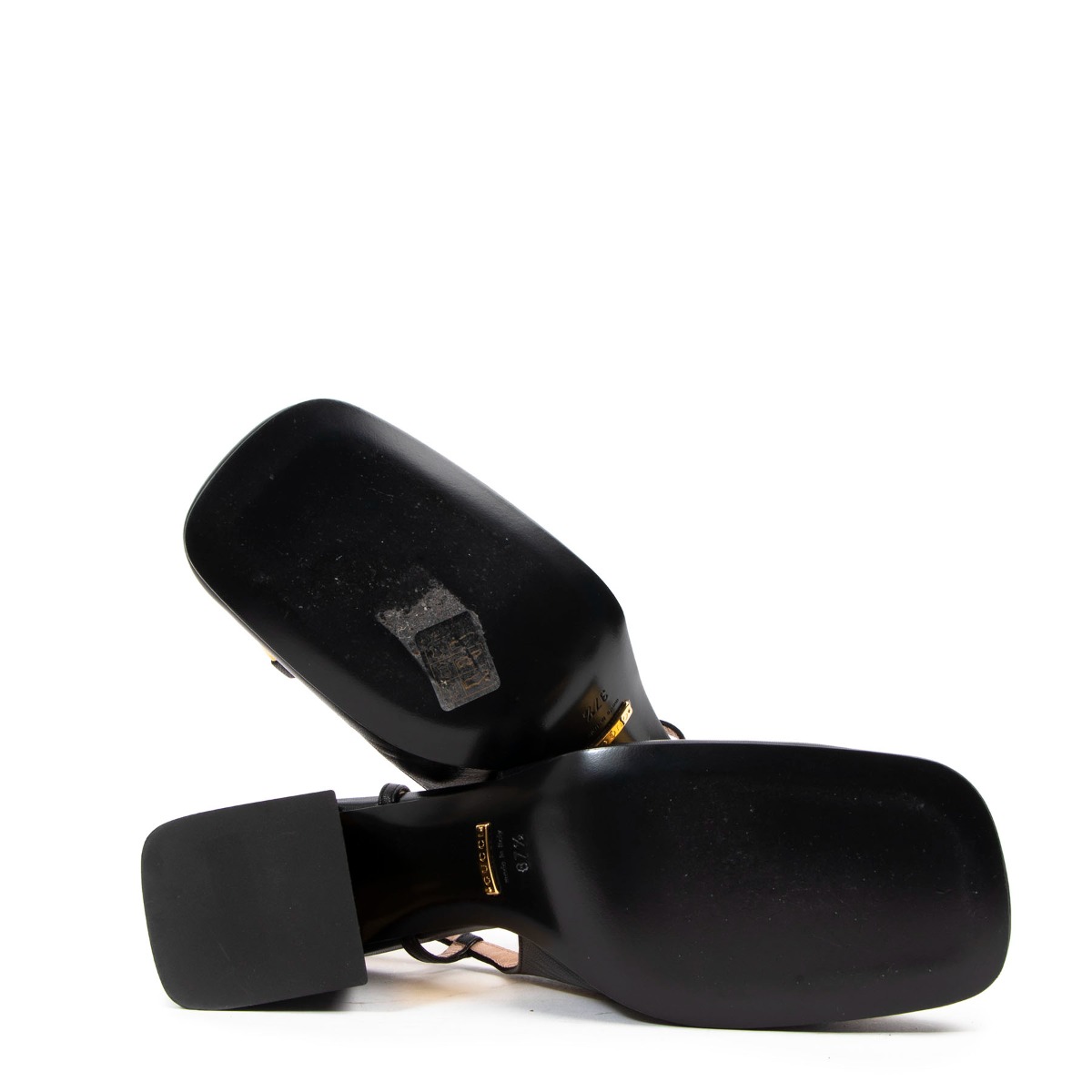 Gucci Black Leather Mid-heel Horsebit Slingback Pumps - Size