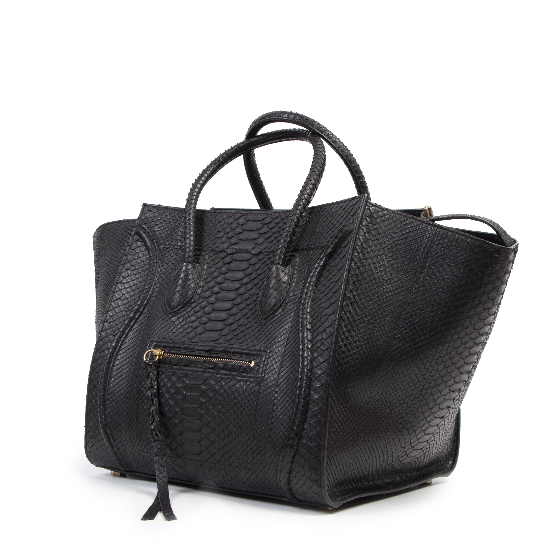Celine Black Python Phantom Luggage Tote Labellov Buy and Sell Authentic Luxury