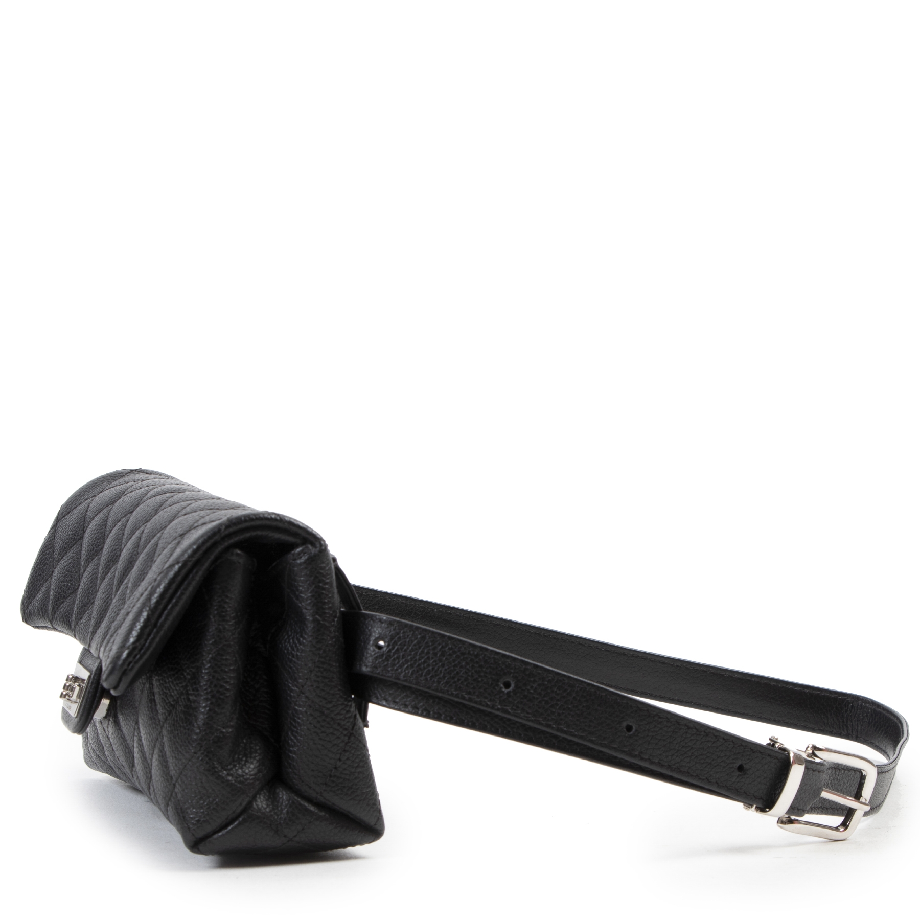 Chanel Black 2.55 Caviar Leather Belt Bag PHW ○ Labellov ○ Buy