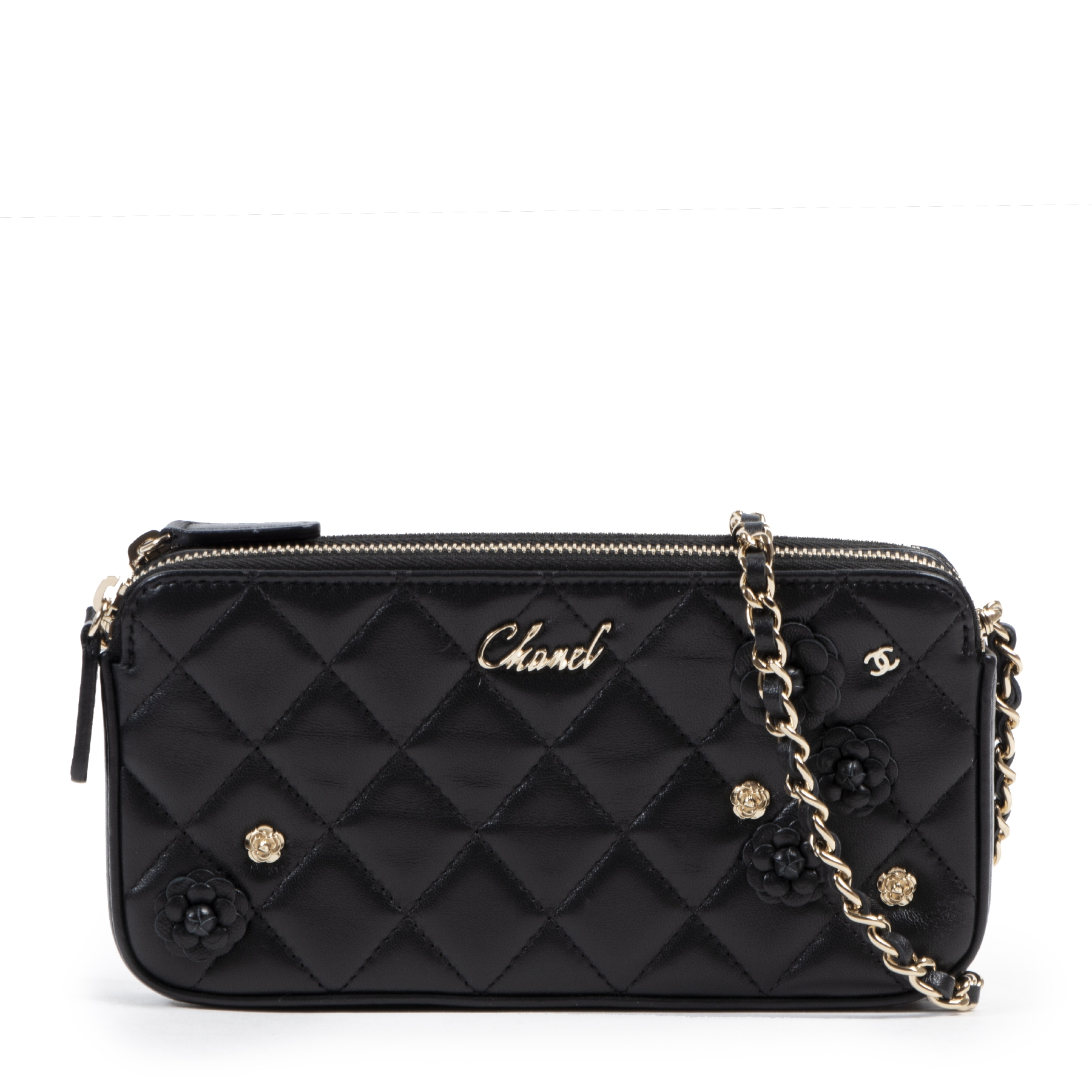 Chanel Limited Edition Camellia Embellished Lambskin Clutch with