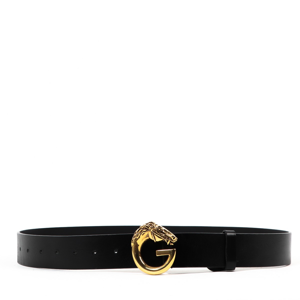 GUCCI black leather SIGNATURE WEB INTERLOCKING G BUCKLE Belt 80 / 32 at  1stDibs